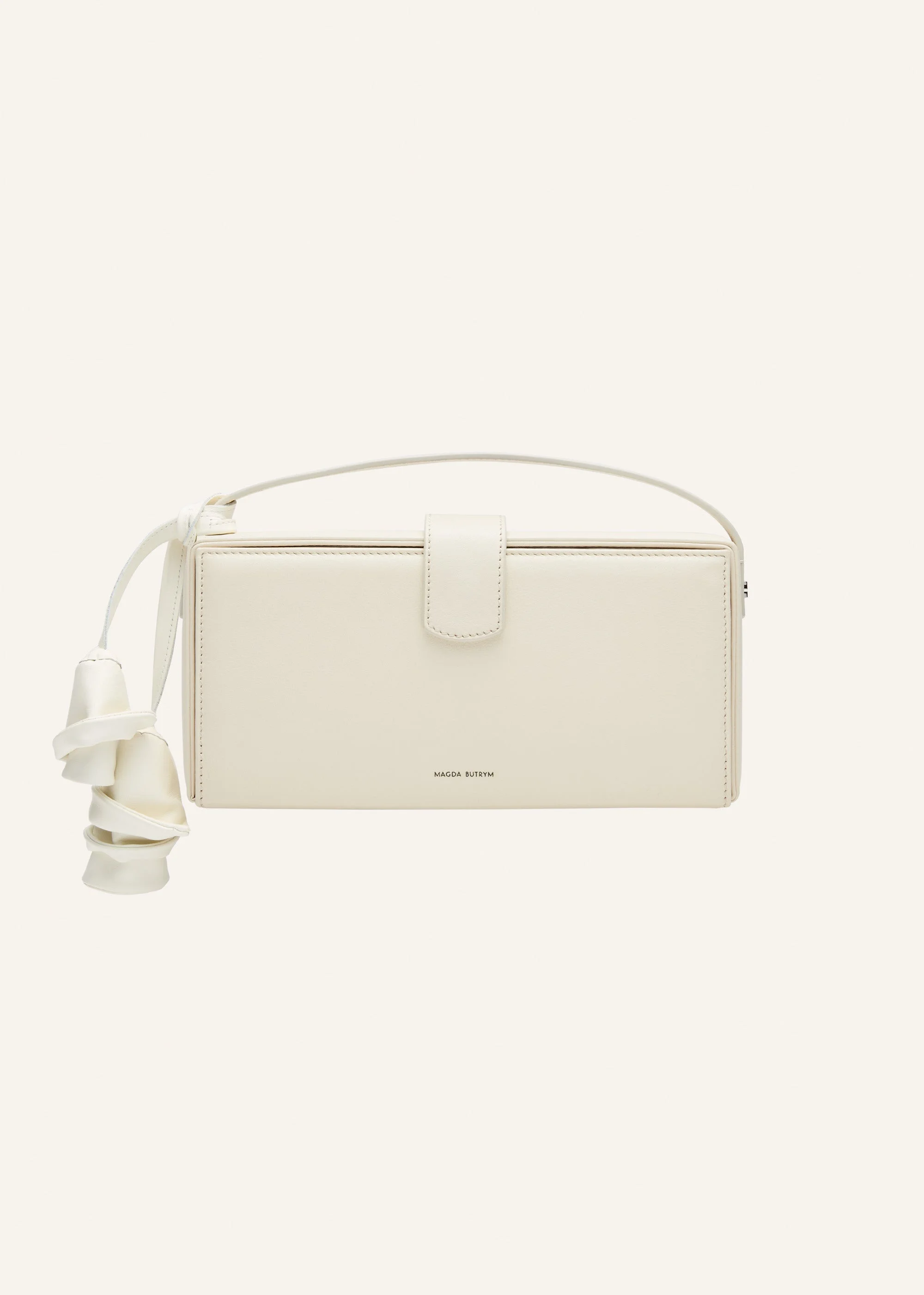 Apolonia bag in cream leather with flower charm - 1