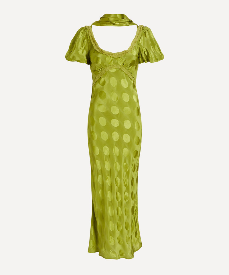 Aoife Jacquard Green Spot Midi Dress 1