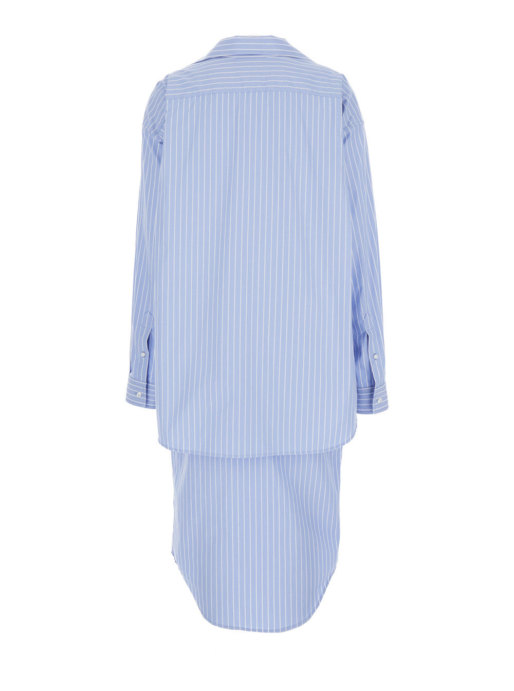Balenciaga Women Light Blue Layered Shirt Dress With Bb Logo Embroidery In Cotton Woman - 2