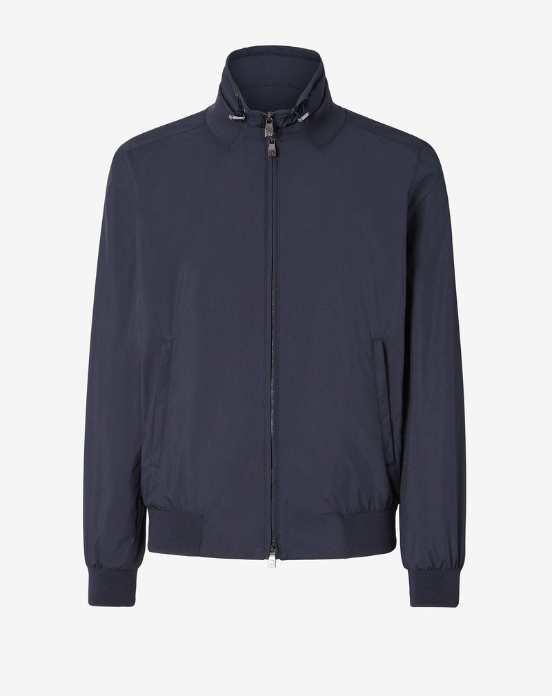Navy blue technical padded bomber jacket 1