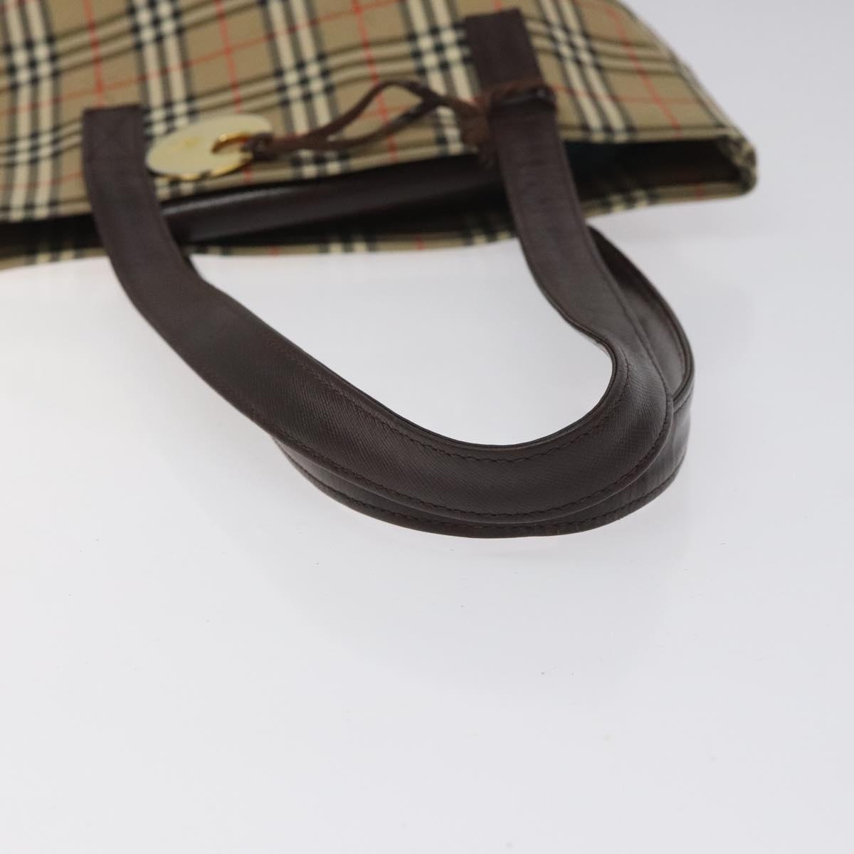 Burberry Nova Check Tote Bag Canvas Leather Beige Brown Gold - 7