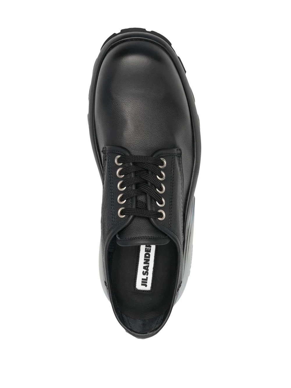 contrast-sole leather lace-up shoes - 4