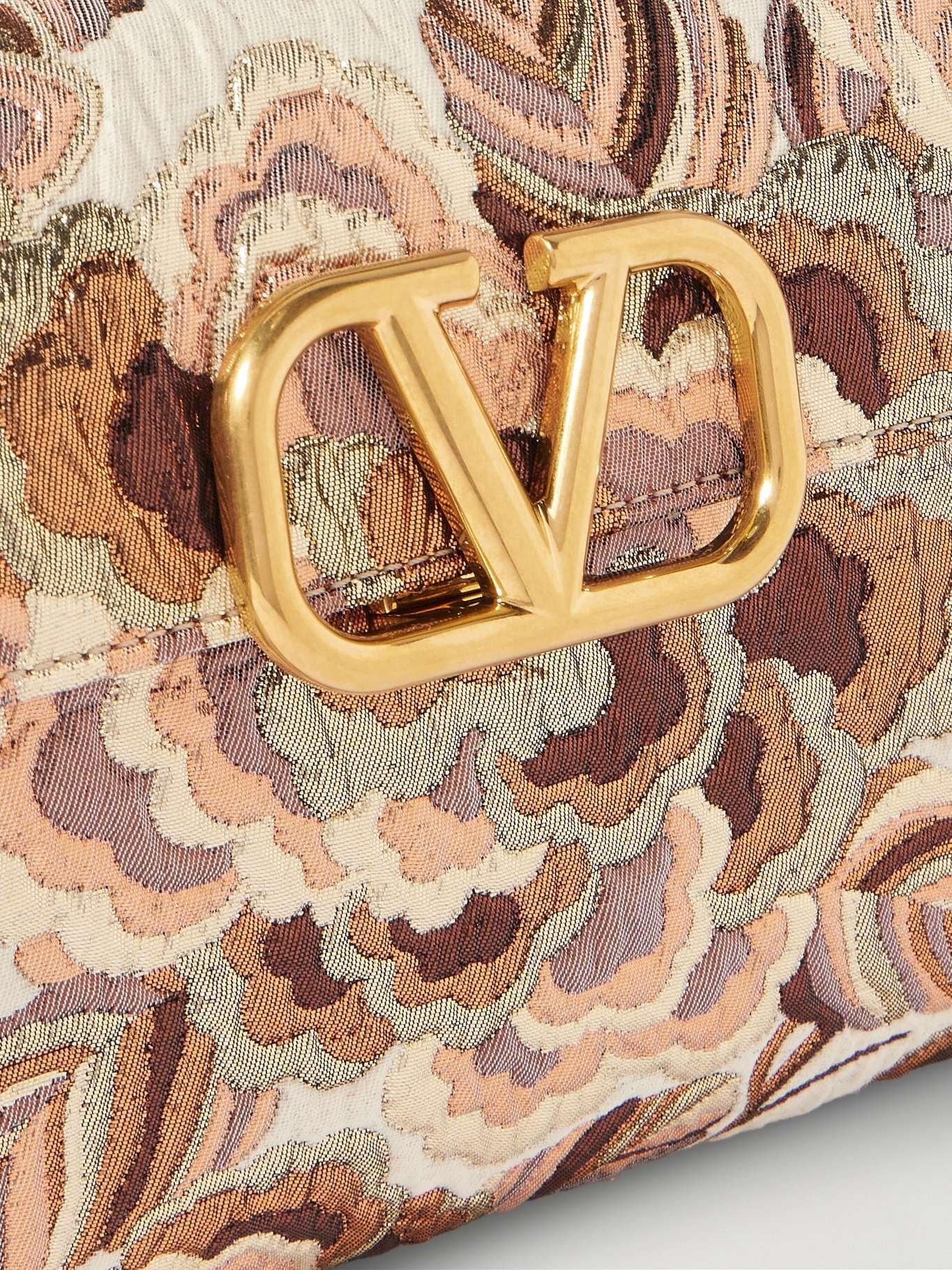 VSLING leather-trimmed metallic brocade shoulder bag Multi - 4