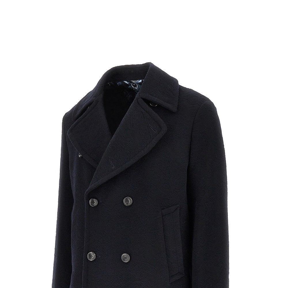 JACQUARD WOOL DOUBLE-BREASTED PEACOAT - 2