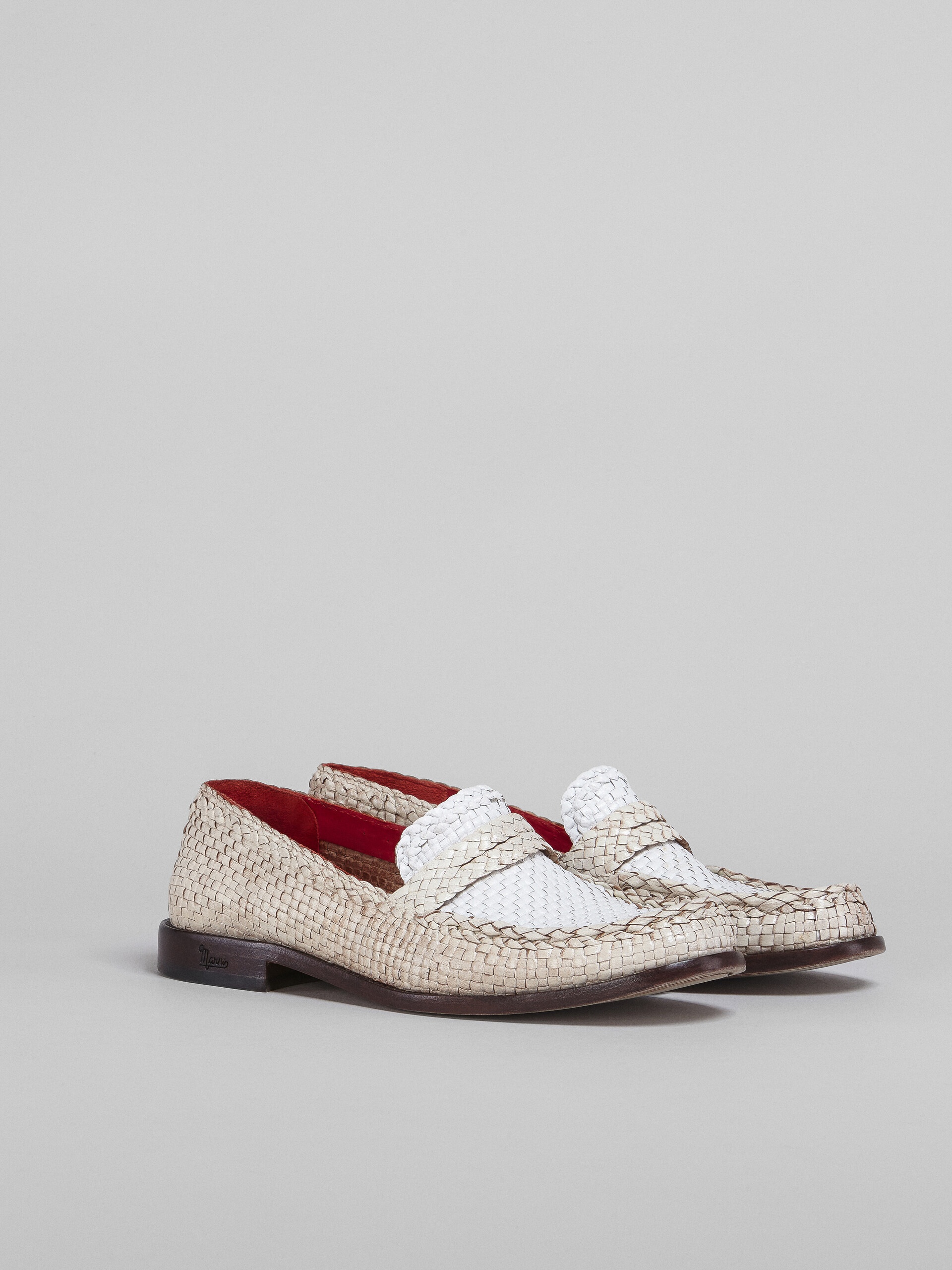 WHITE WOVEN LEATHER MOCCASIN - 2
