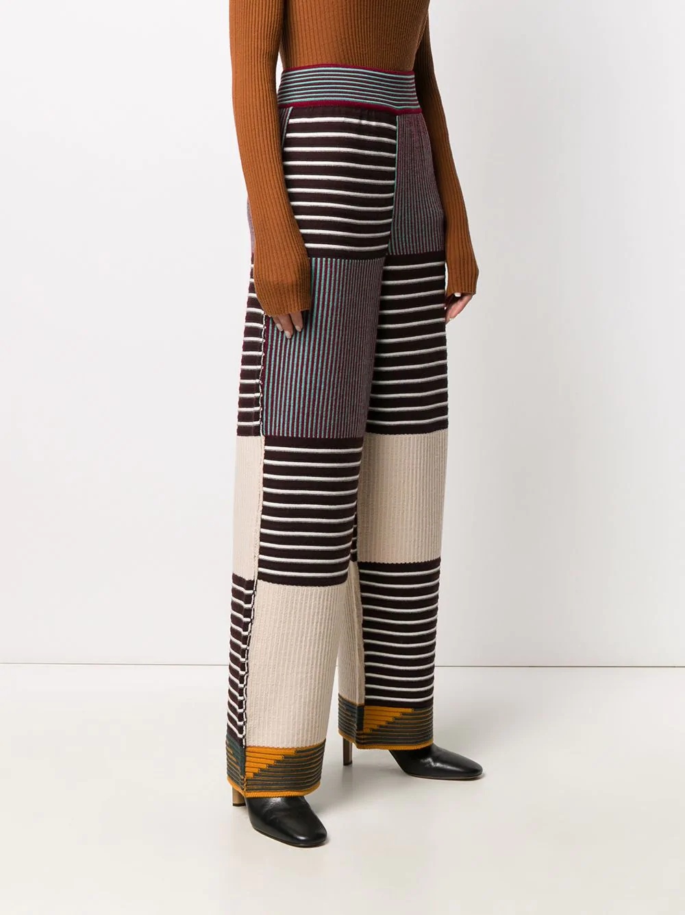 high-waisted striped trousers - 3