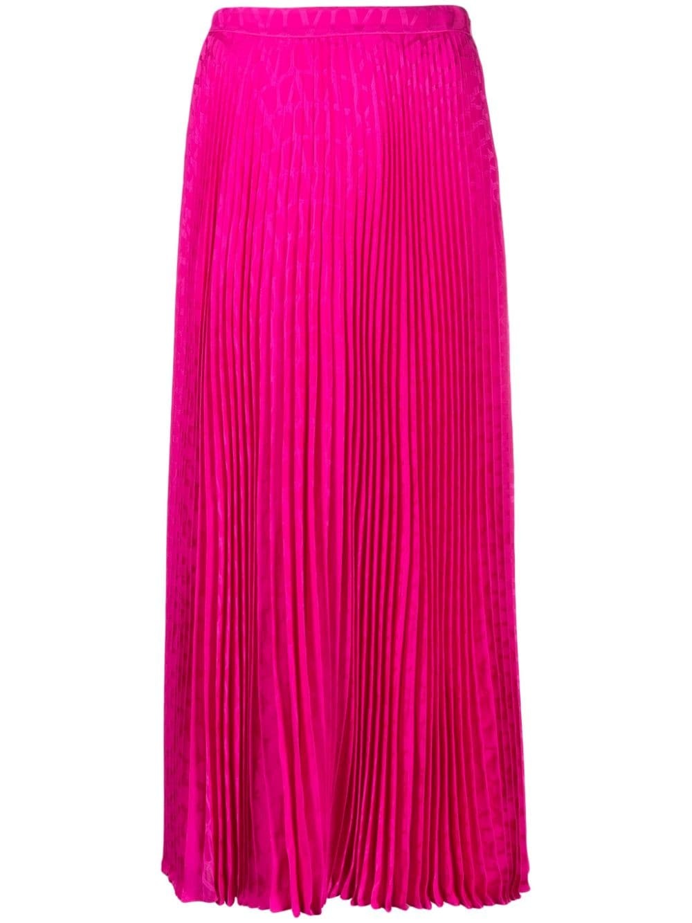 pleated silk midi skirt - 1