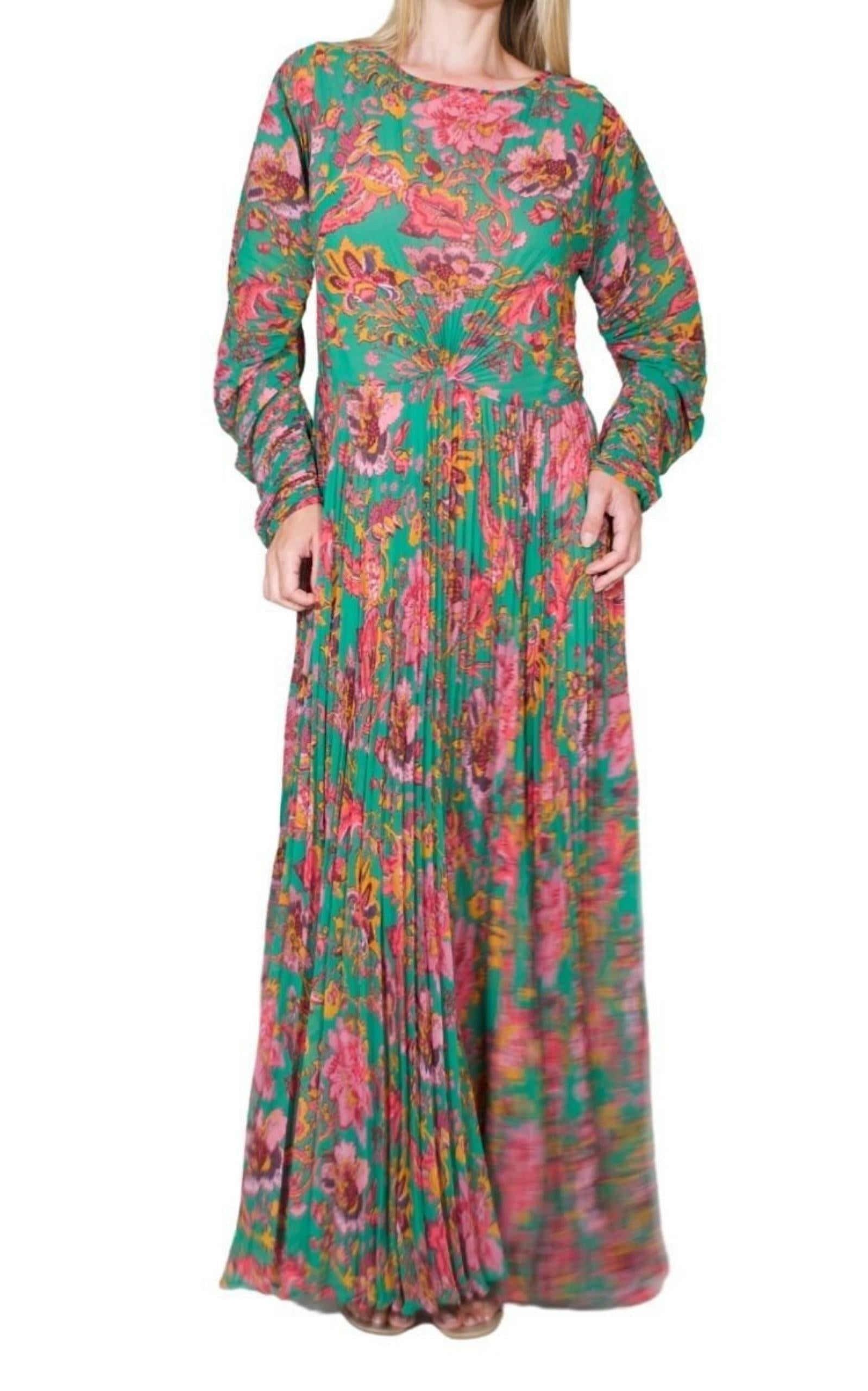 Ying Yang Micro-Print Pleated Chiffon Gown - 2