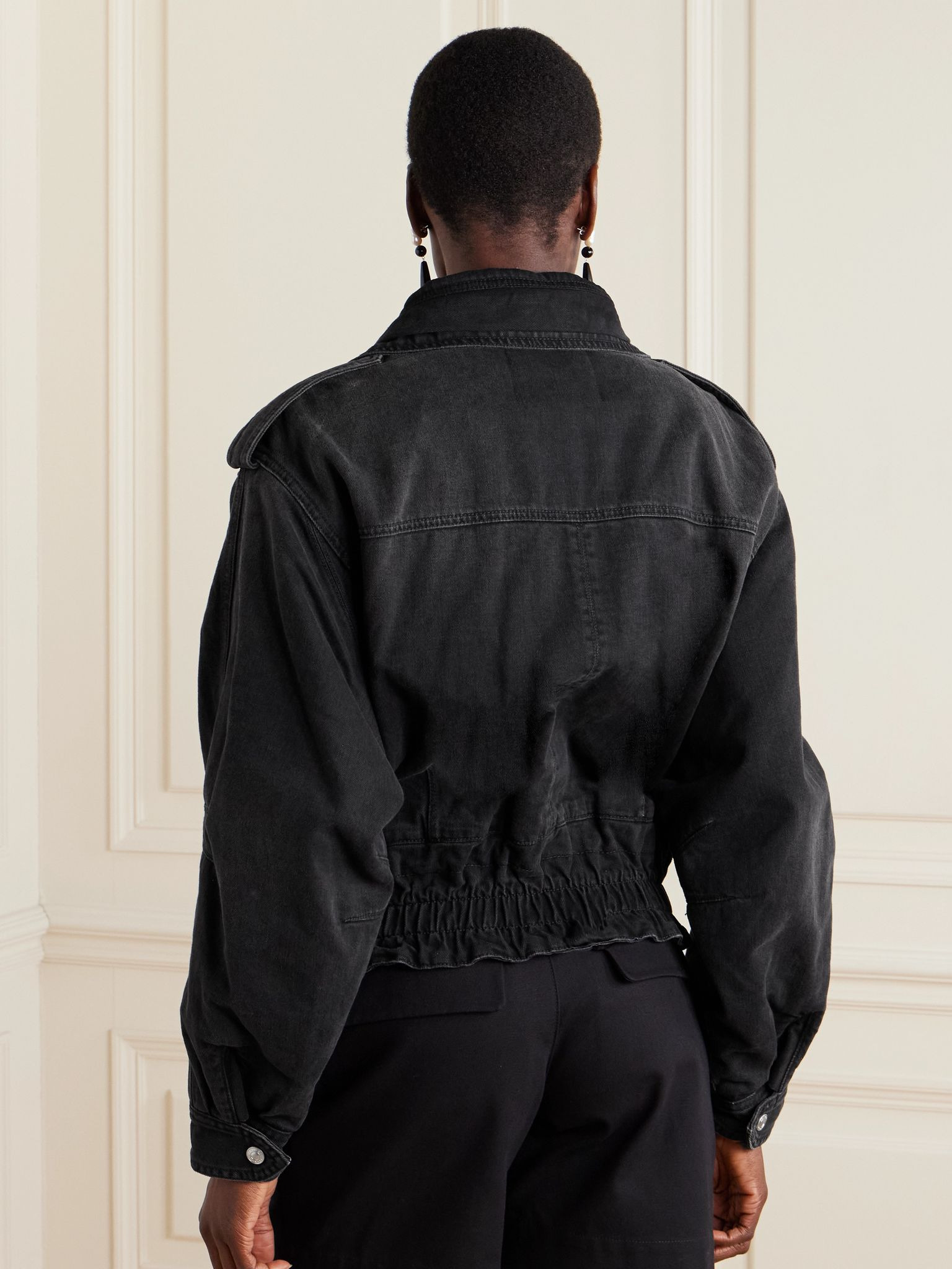 Aneli layered denim jacket Black - 4