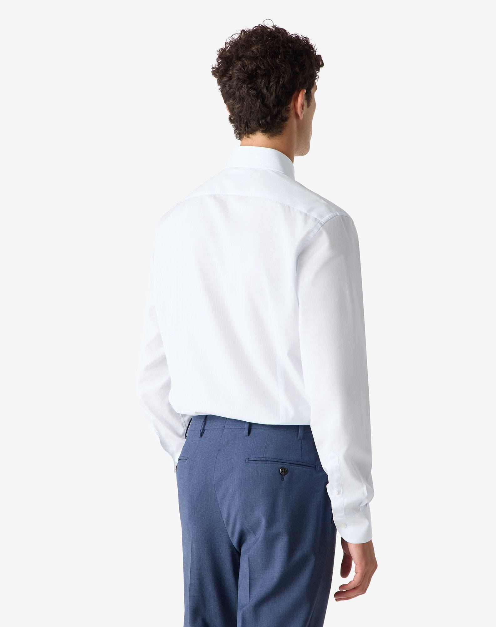 White cotton shirt with light Blue micro stripes - 3