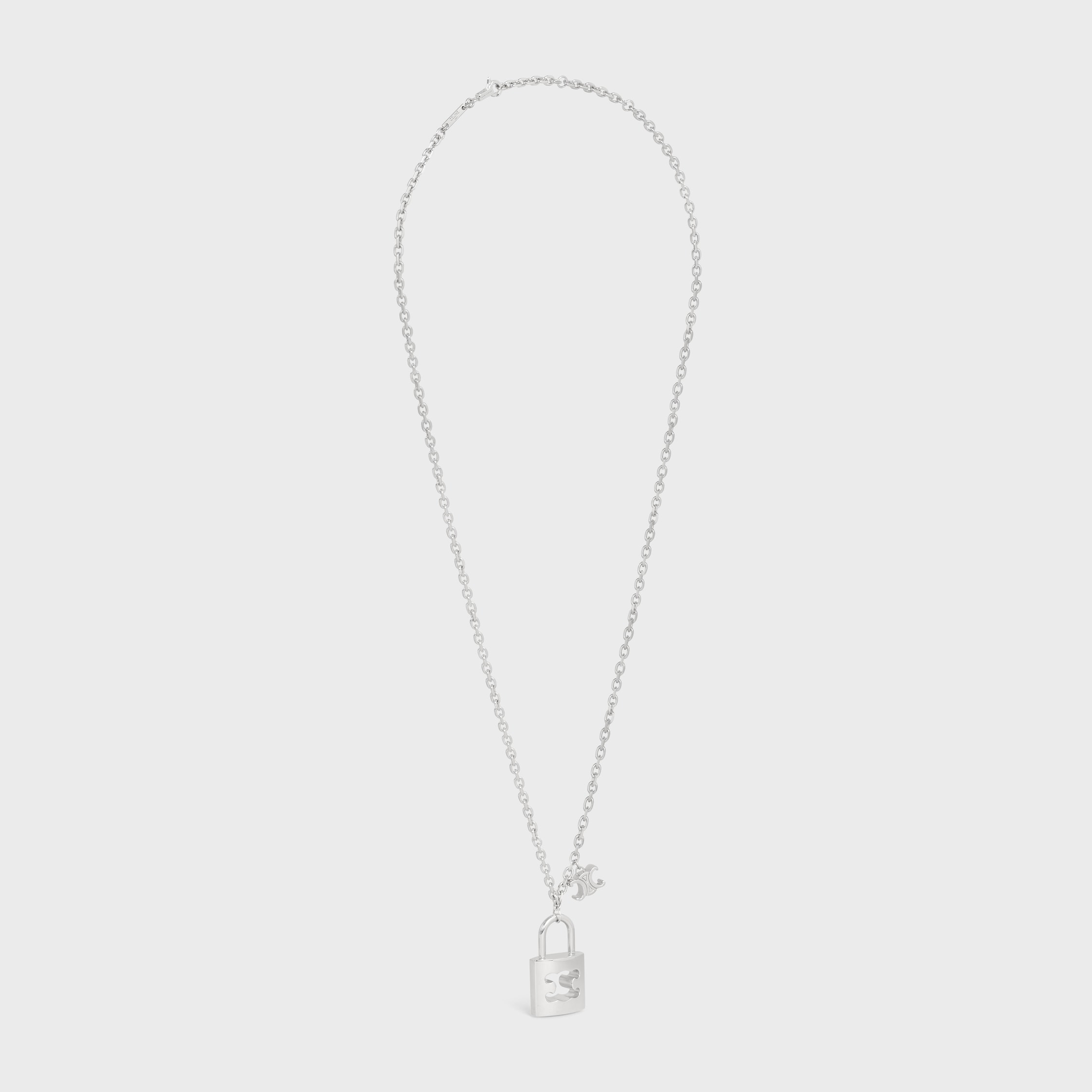 Triomphe Lock Large Necklace in Brass with Rhodium Finish - 3