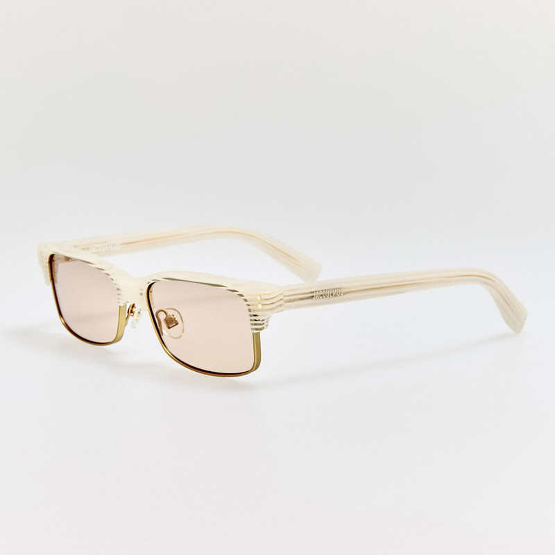 LINDA FARROW Gardian Sunglasses in Striped Cream outlook