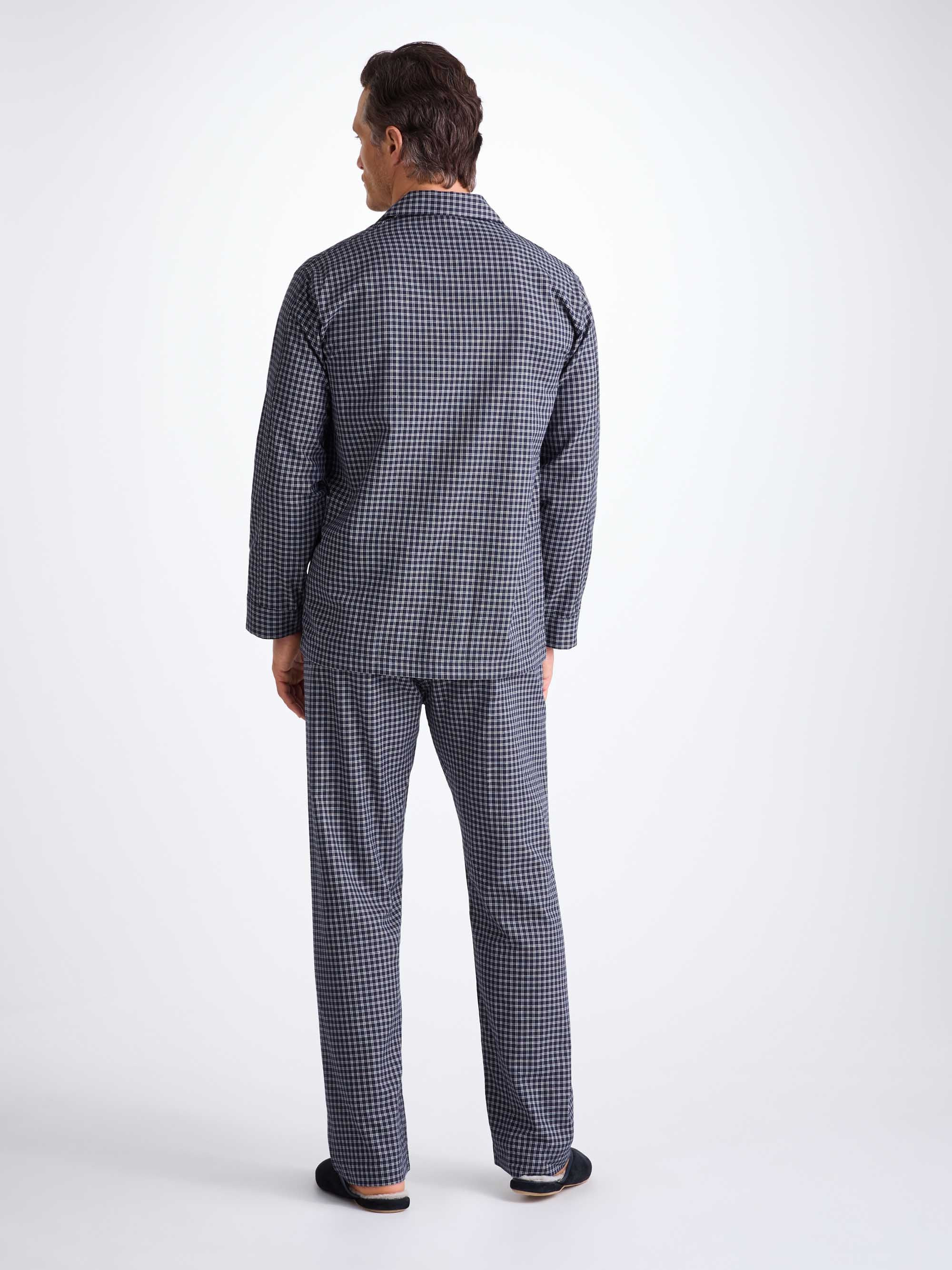 Men's Classic Fit Pyjamas Braemar 32 Brushed Cotton Navy - 4