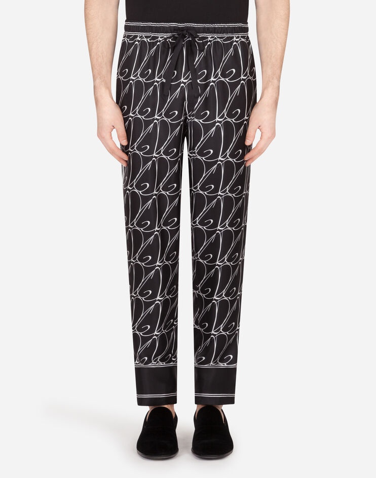 Silk pajama pants with all-over DG print - 1