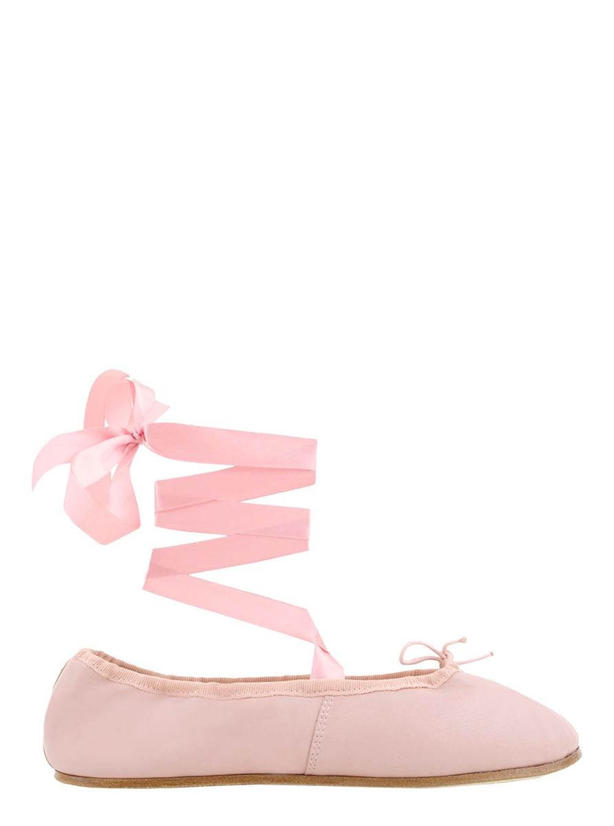 REPETTO 'SOFIA' PINK BALLET FLATS WITH RIBBON IN LEATHER WOMAN - 1