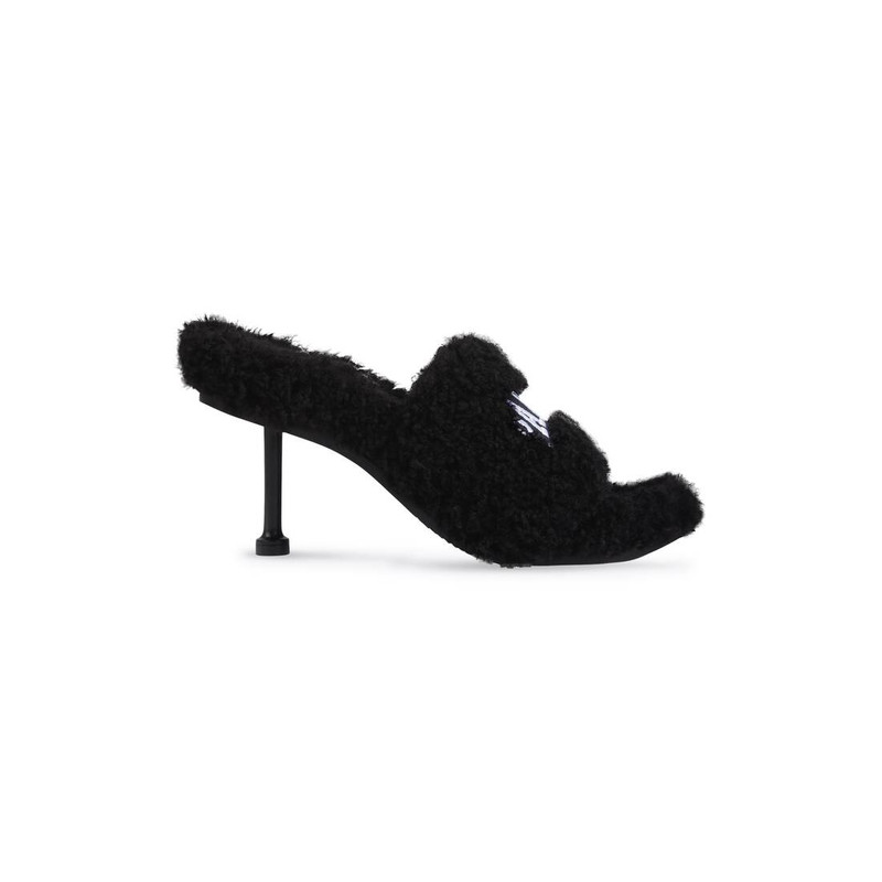 Women's Cities Paris Furry 80mm Sandal in Black 1