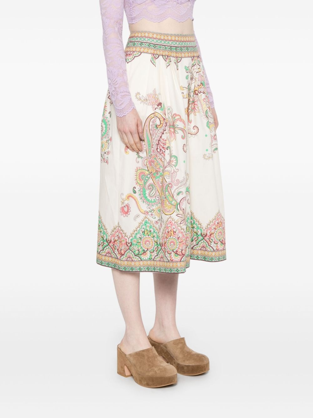 printed cotton midi skirt - 3