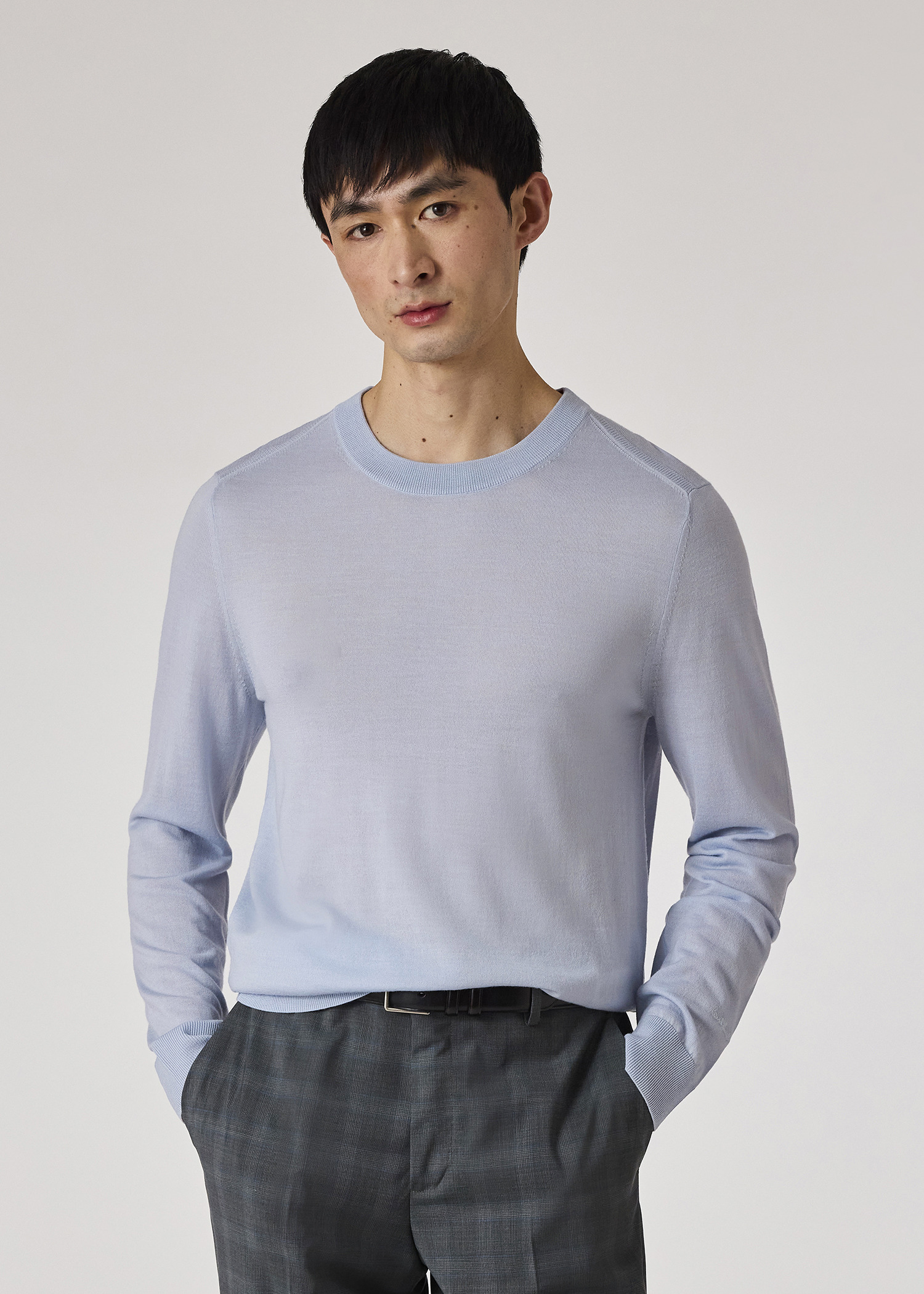 Pale Blue Merino Wool Sweater - 4