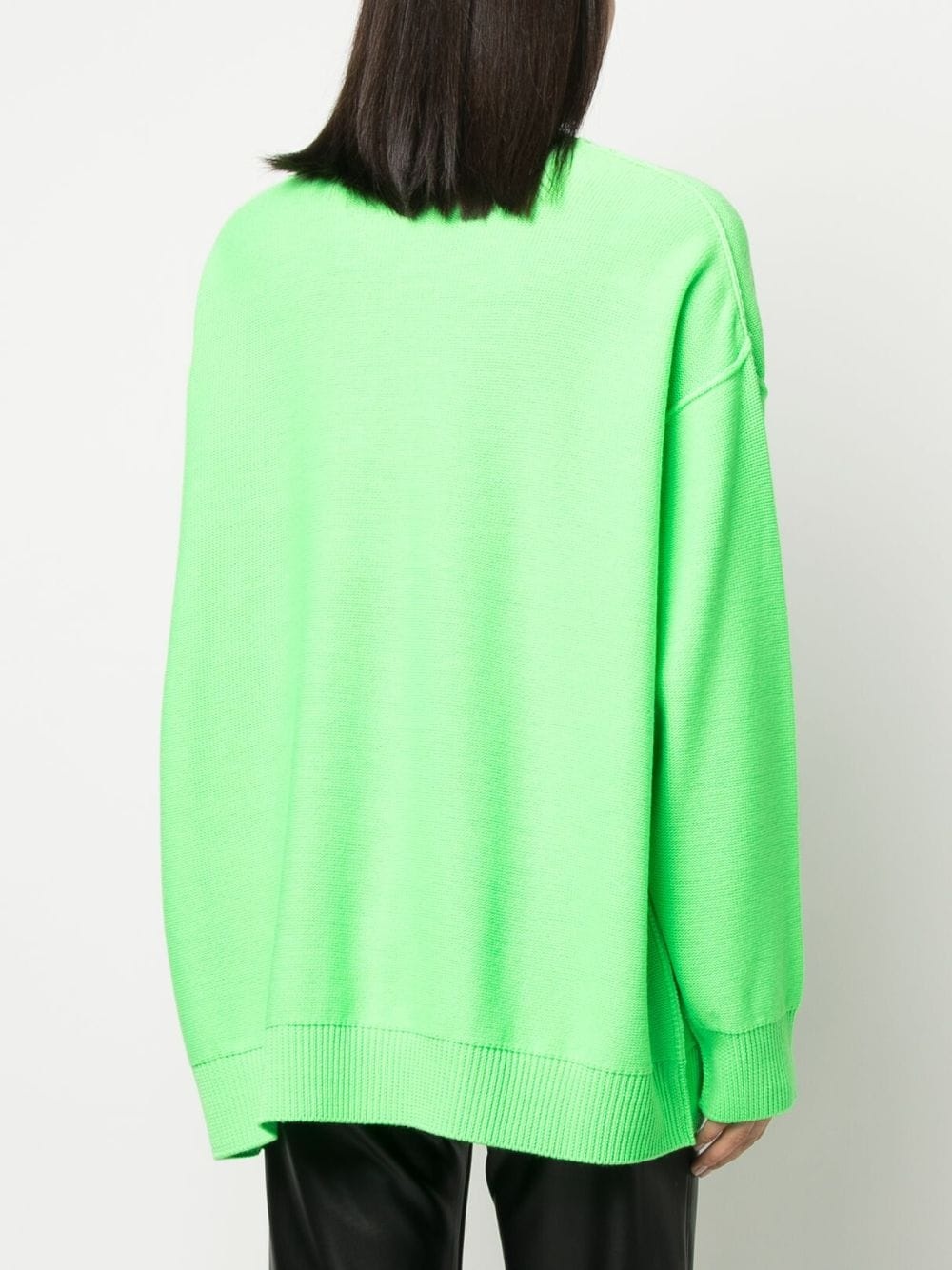 embroidered-logo virgin wool cardigan - 4