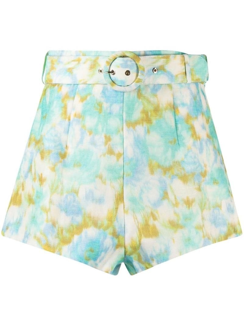 printed belted shorts - 1