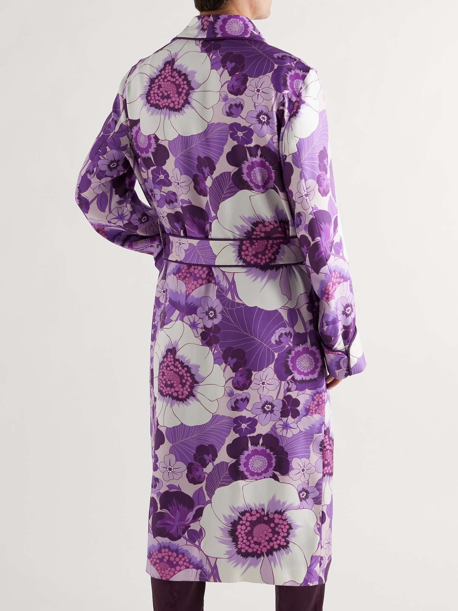 Tasselled Piped Floral-Print Silk-Twill Robe - 3