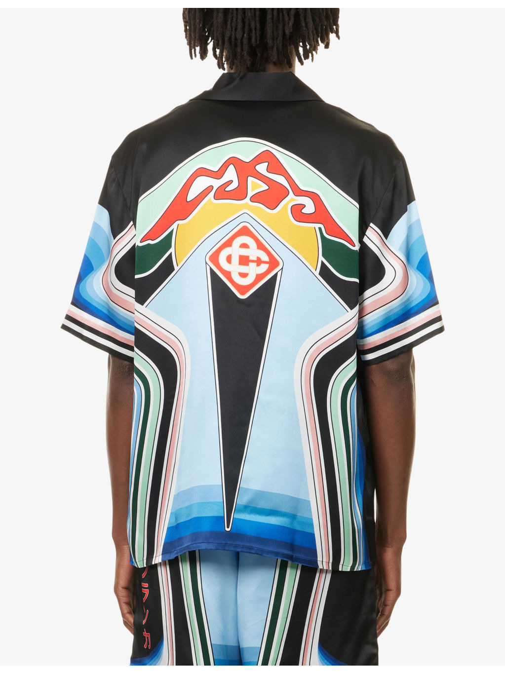 Cuban-Collar Graphic-Pattern Silk Shirt - 4