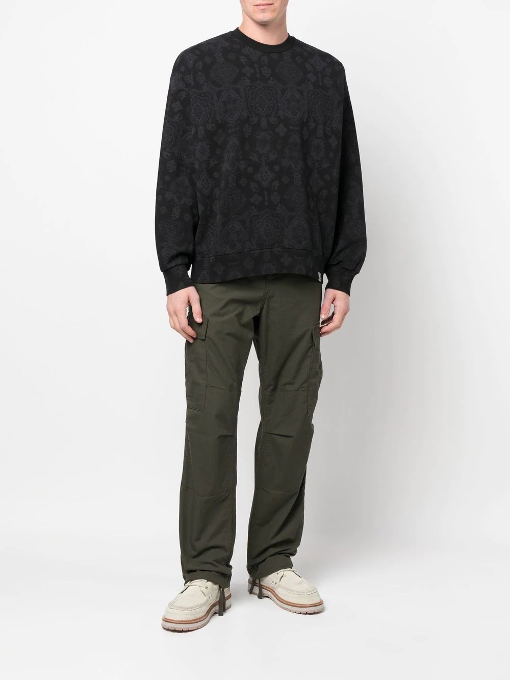 tonal-patterned sweatshirt - 2