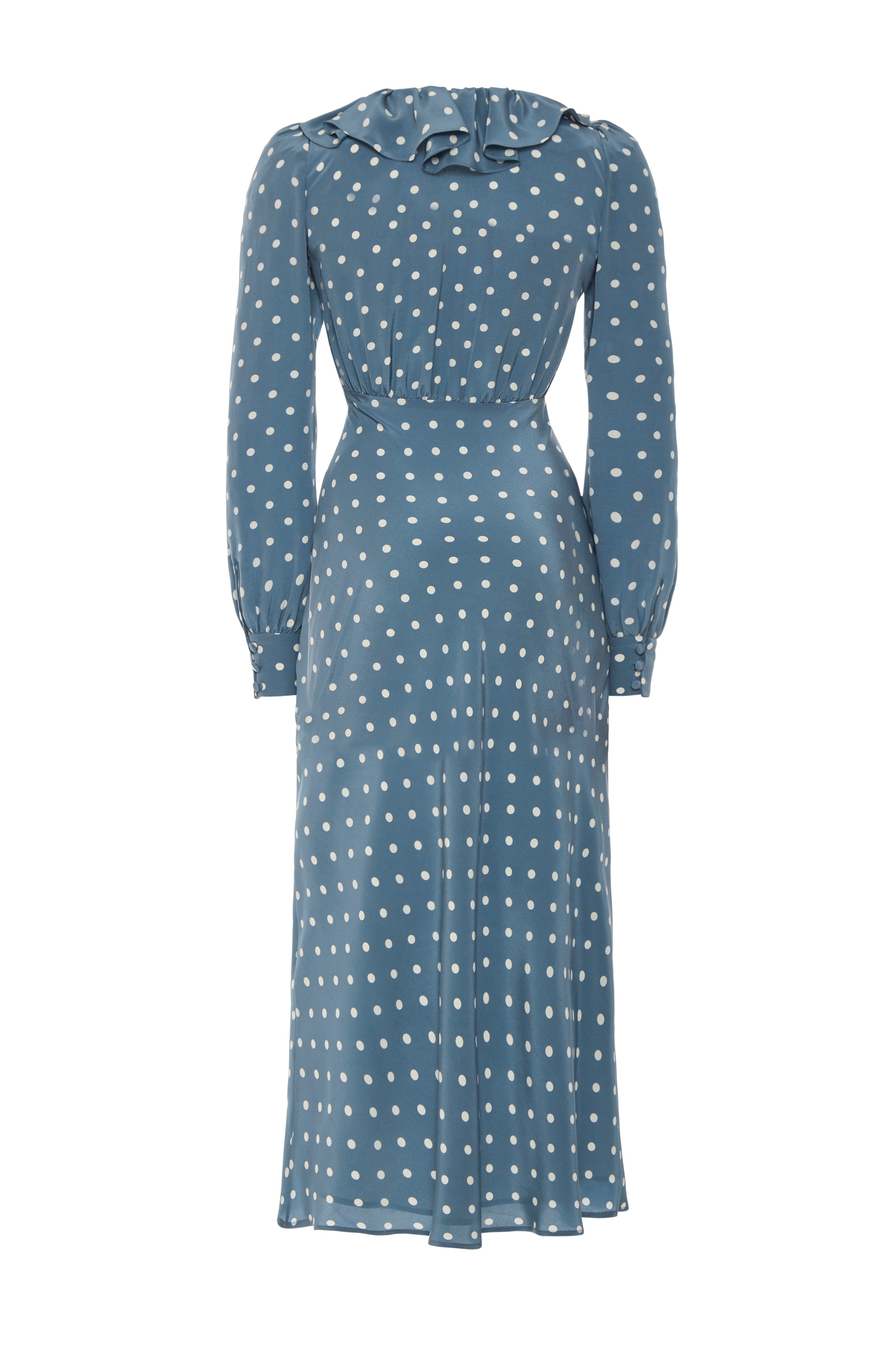 POLKA DOT SILK DRESS WITH VOLANT COLLAR - 2