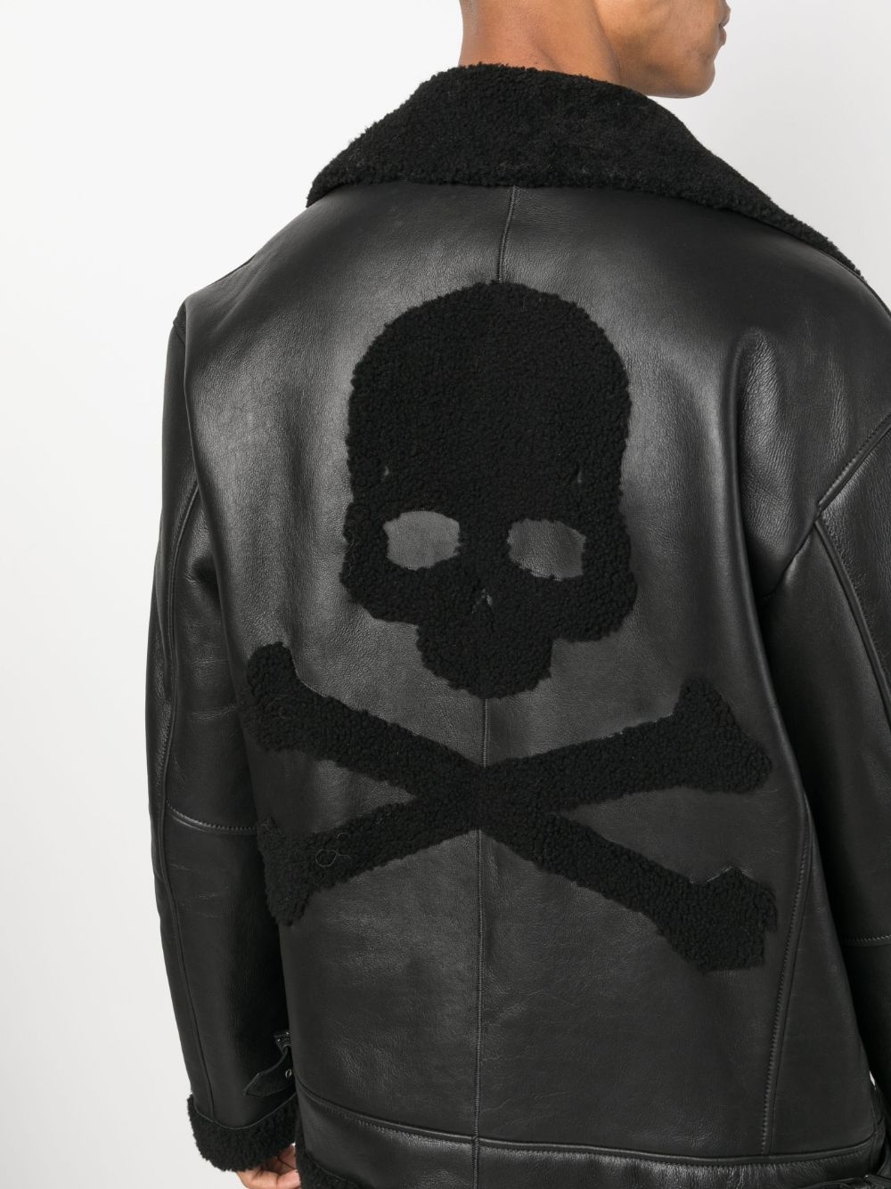 skull-print leather jacket - 5