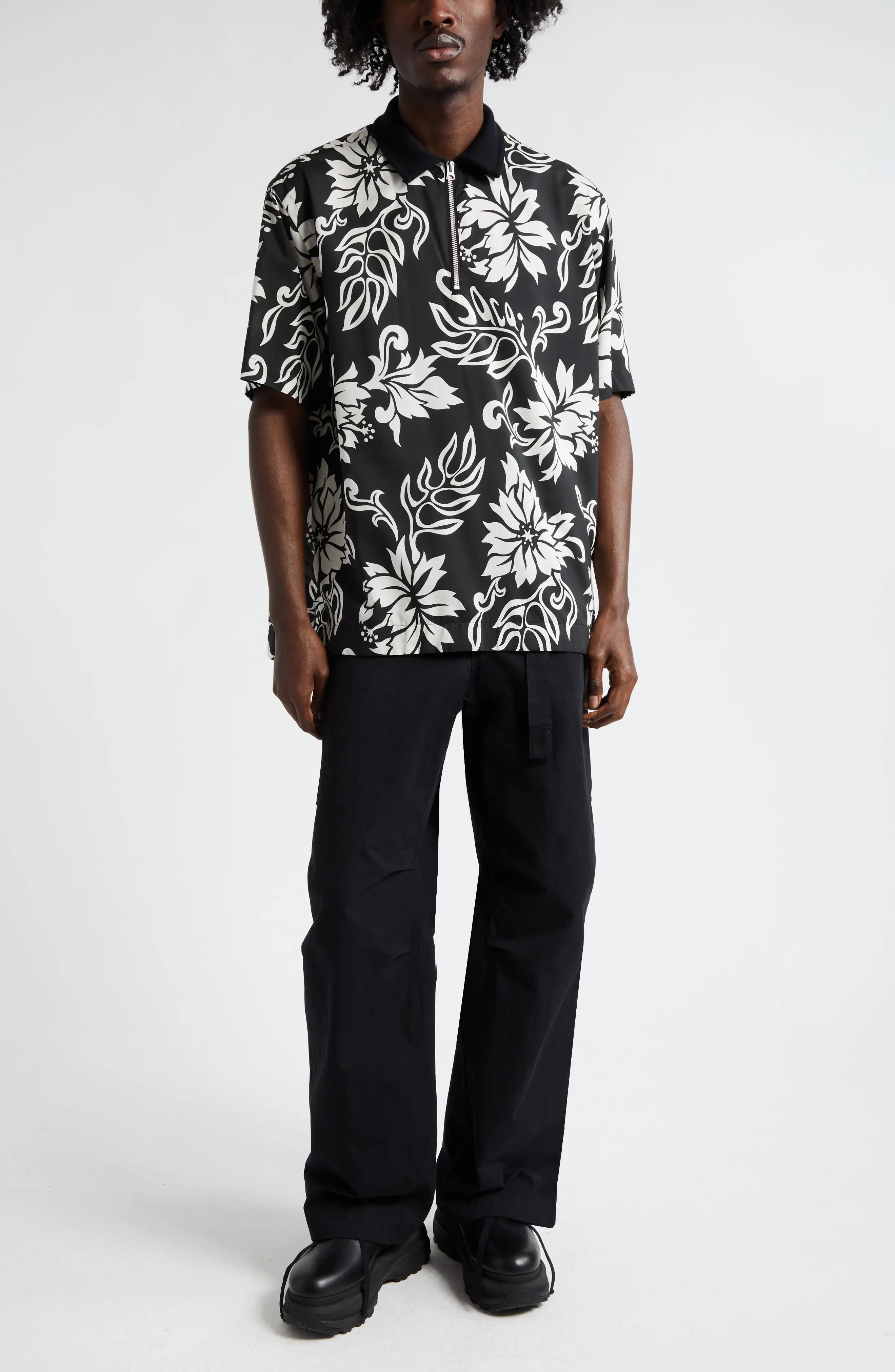 sacai Floral Print Quarter Zip Pullover | nordstrom | REVERSIBLE