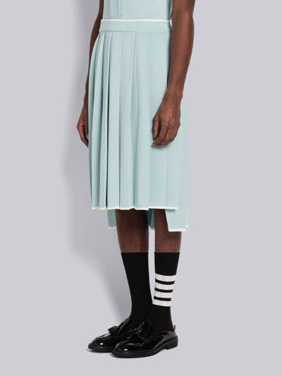 Thom Browne Birdseye Jacquard Stripe Below The Knee Pleated Skirt outlook