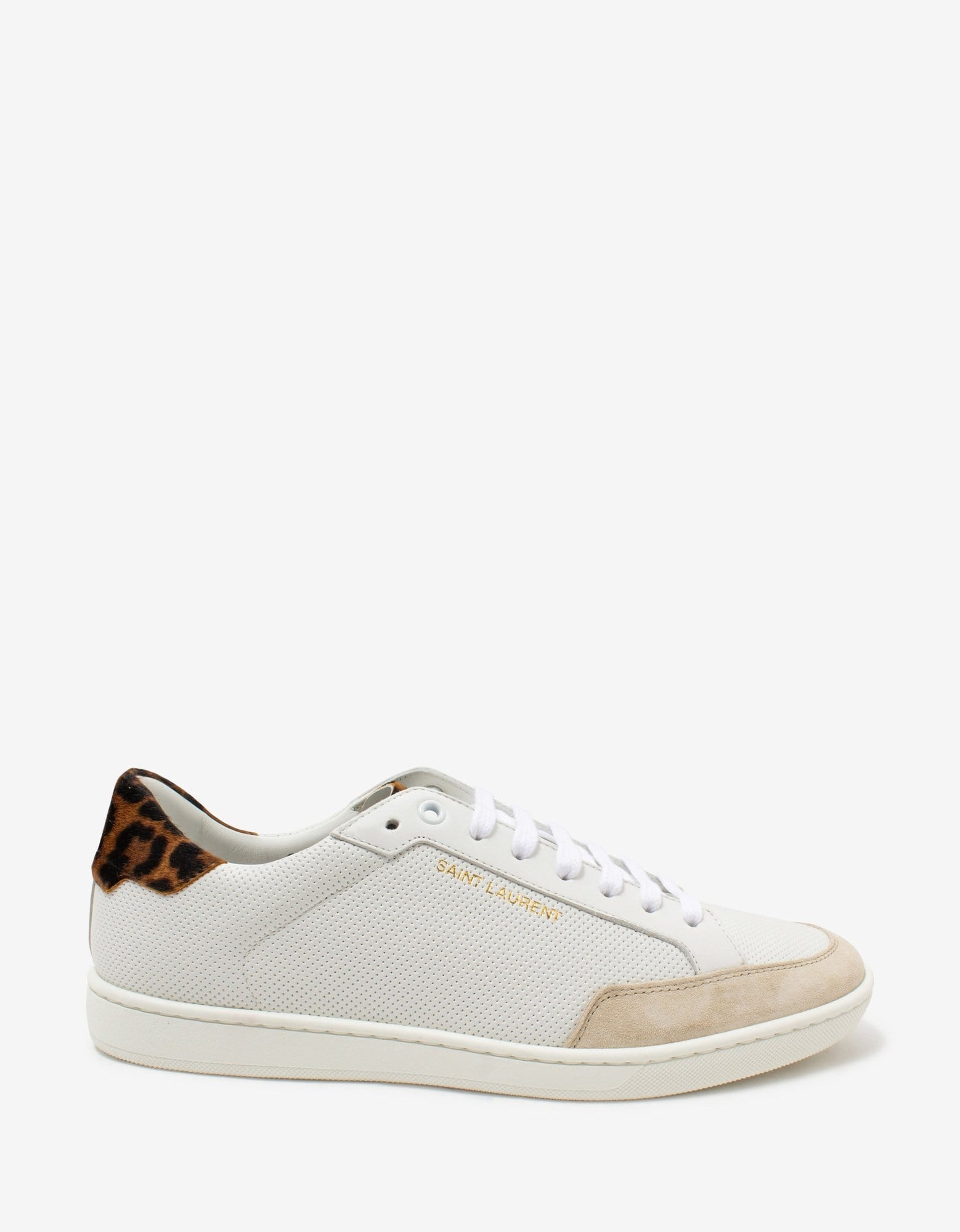 Court Classic SL/10 White Perforated Leather Trainers - 2