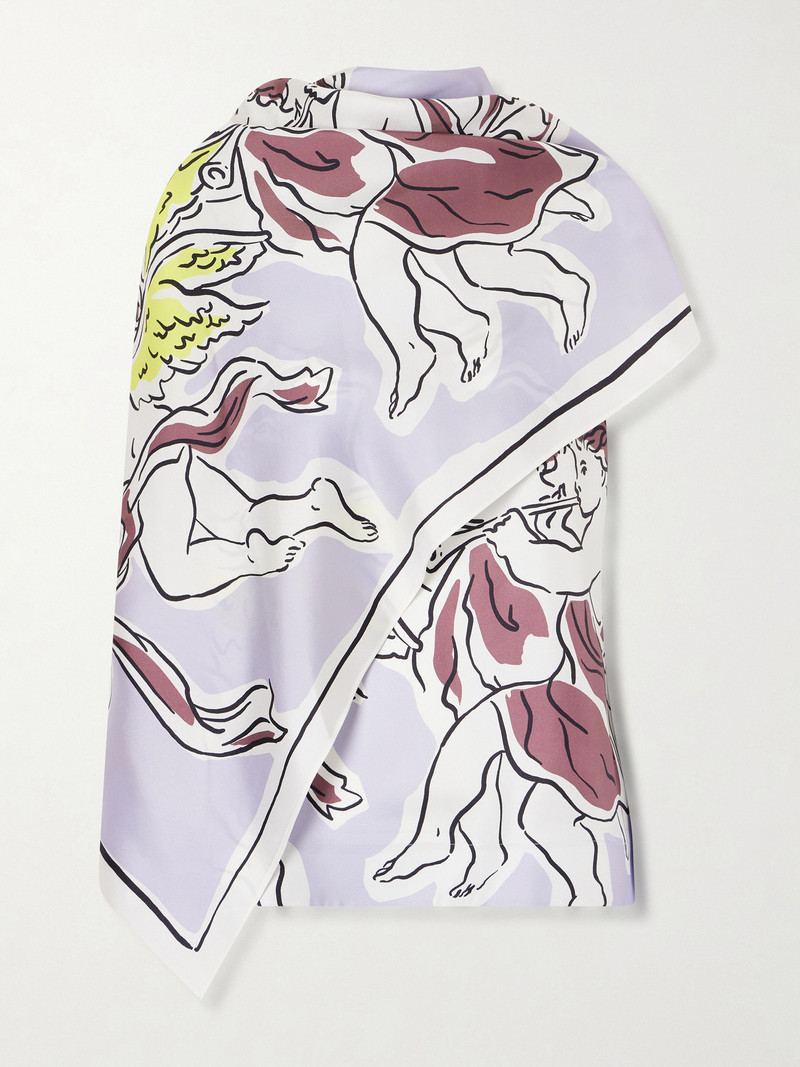 Cape-effect Printed Silk-twill Top 1