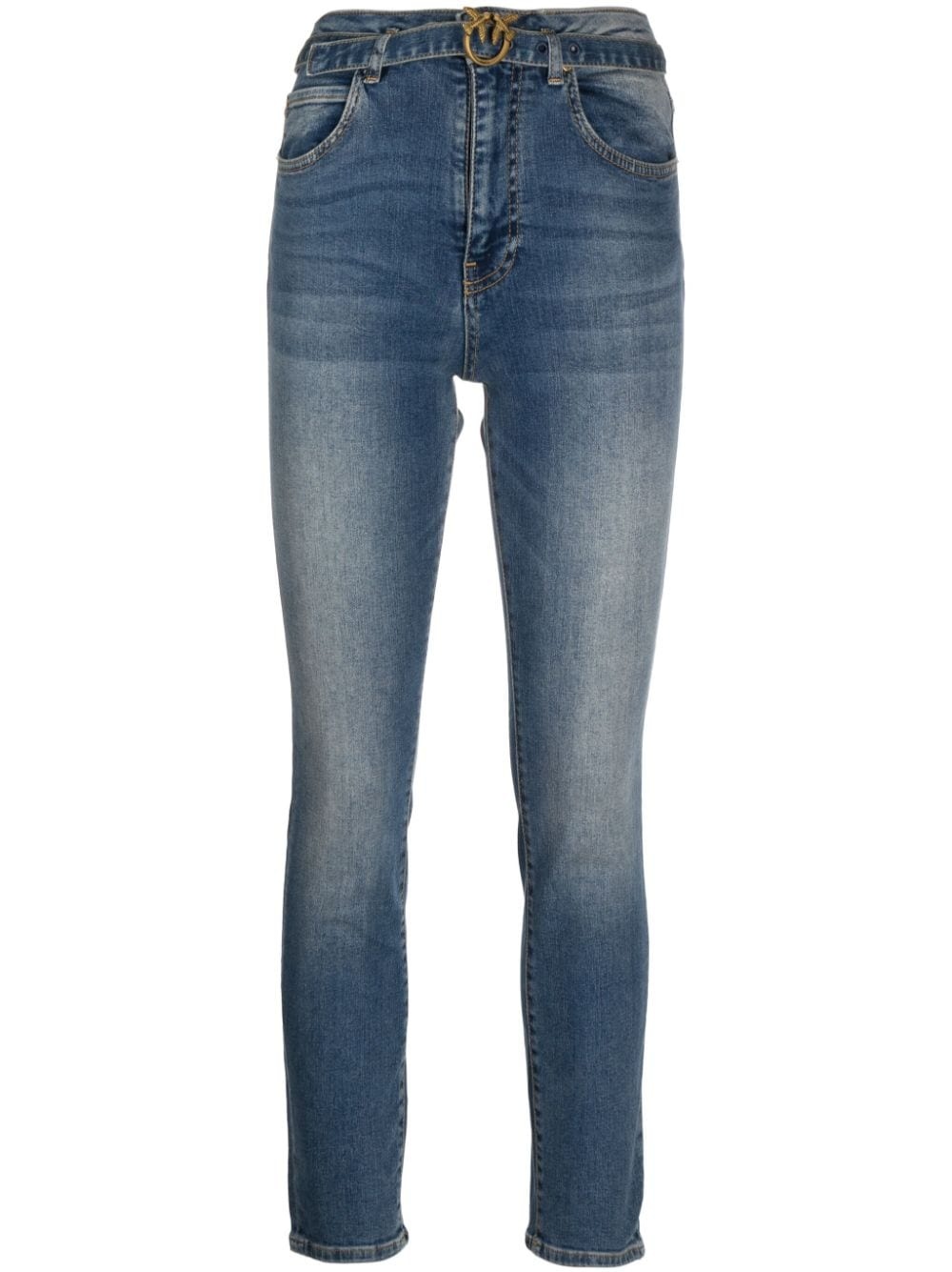 skinny-cut belted jeans - 1