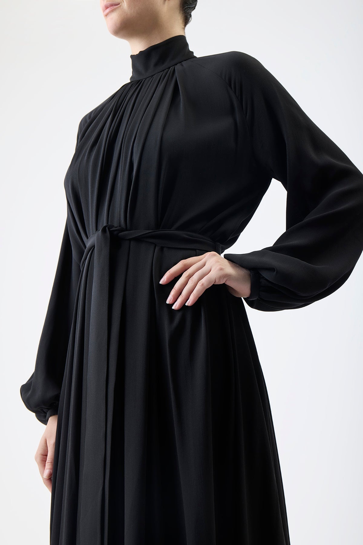 Cedric Dress in Black Silk Georgette - 5