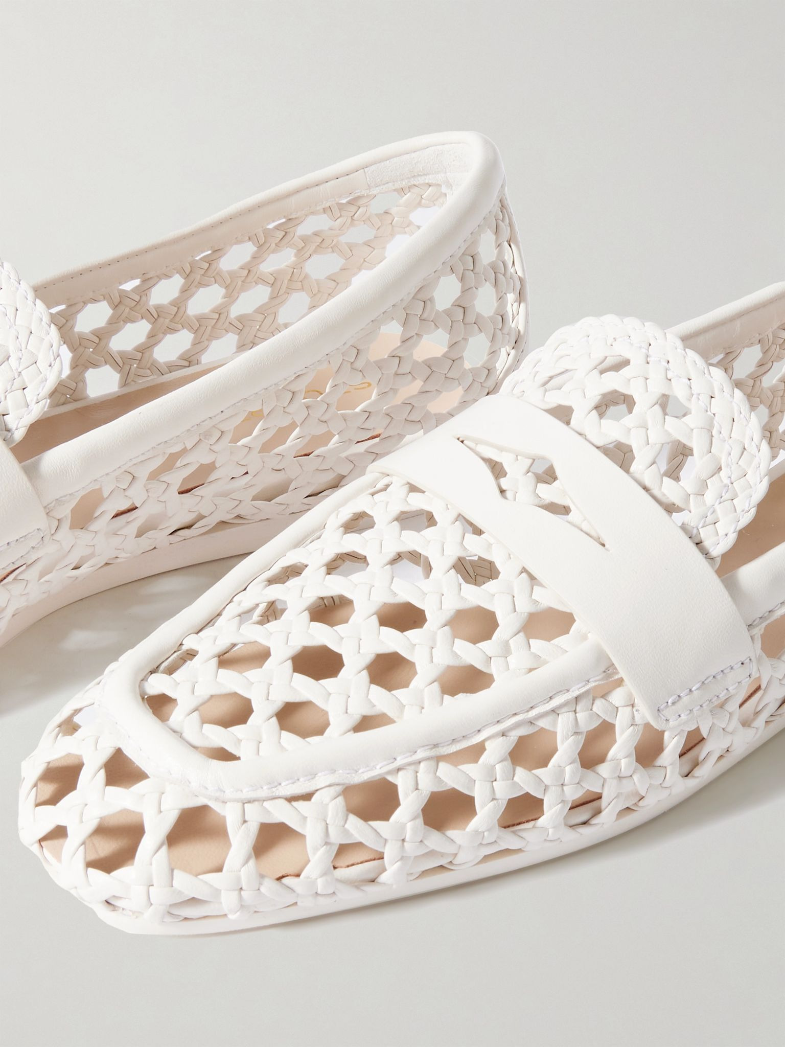 Thea woven leather loafers Cream - 4