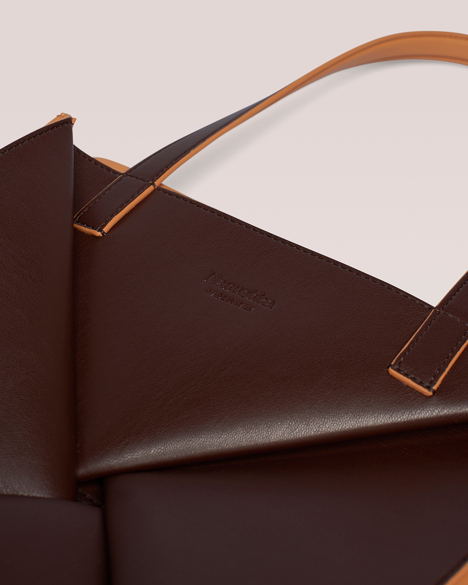 THE ORIGAMI TOTE - Alt-nappa tote - Nude/dark brown - 3