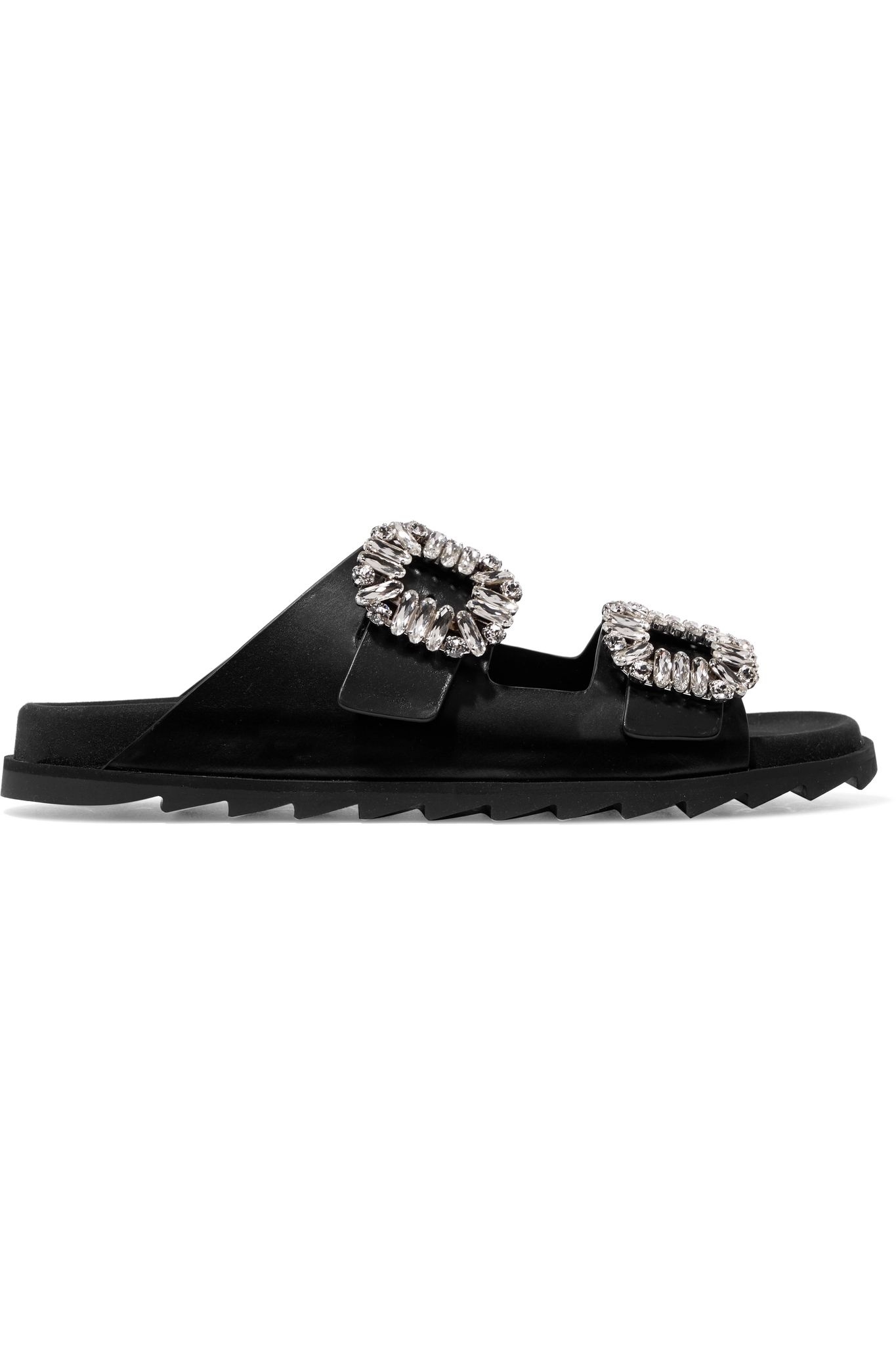 Slidy Viv crystal-embellished leather slides - 1