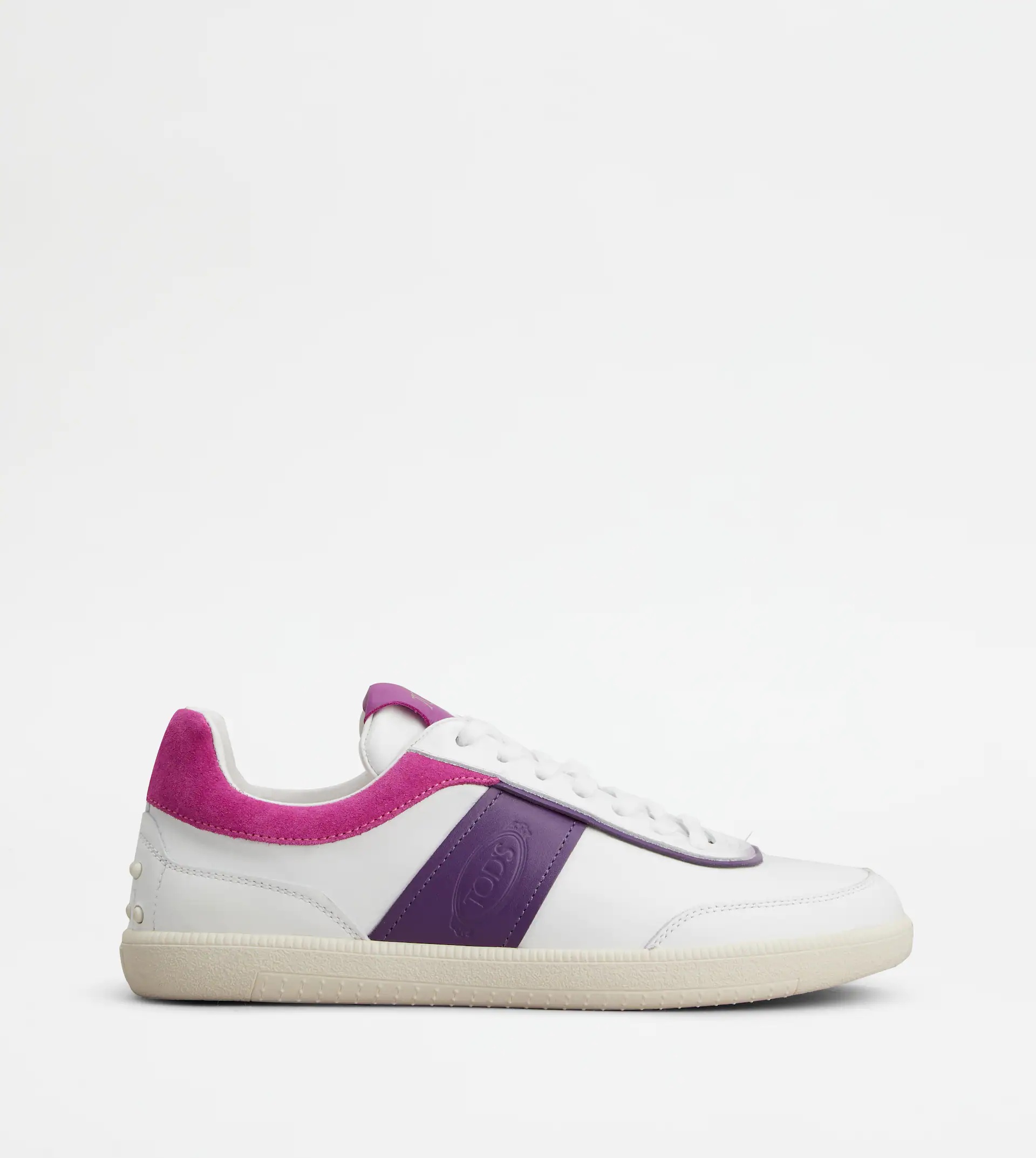 TOD'S TABS SNEAKERS IN LEATHER - WHITE, VIOLET - 1