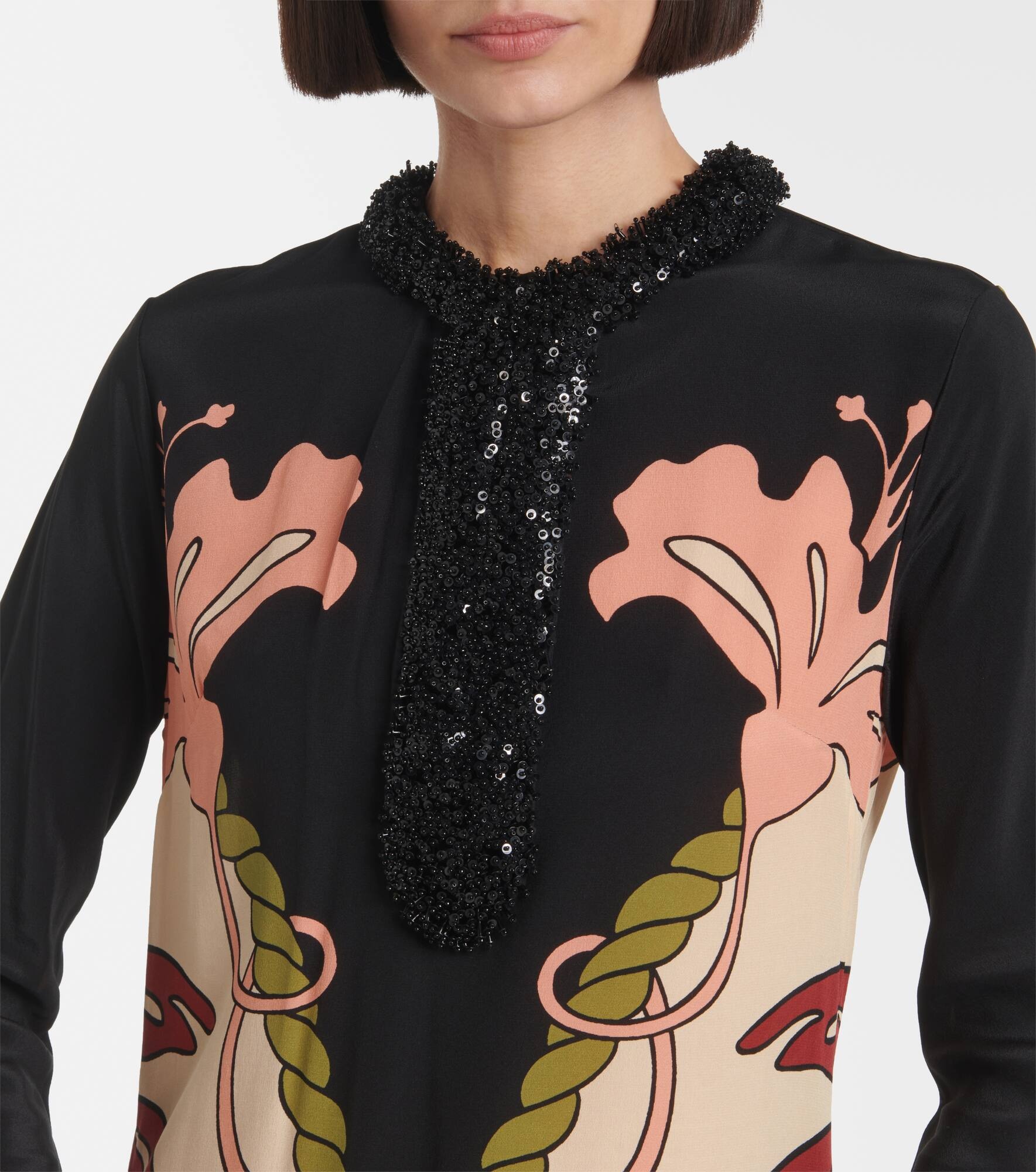 Sequined printed silk tunic - 4