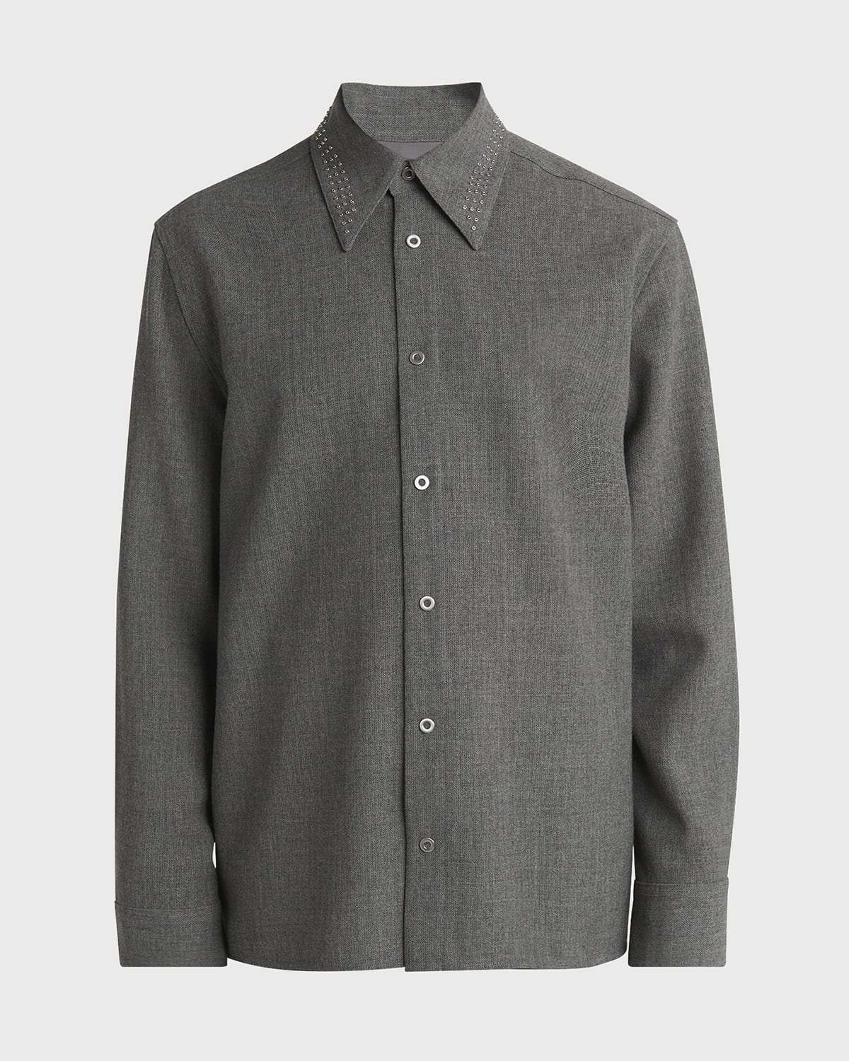 Men's Studded-Collar Wool Button-Down Shirt - 1