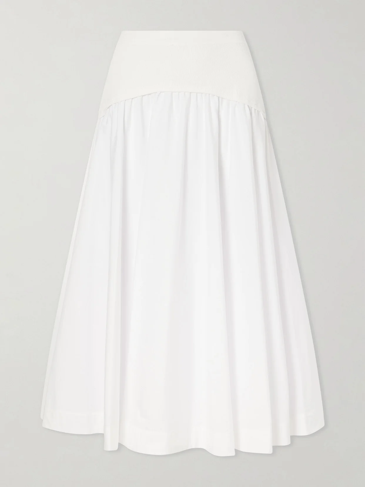 Ovie Pleated Ribbed Cotton-poplin Midi Skirt - 1