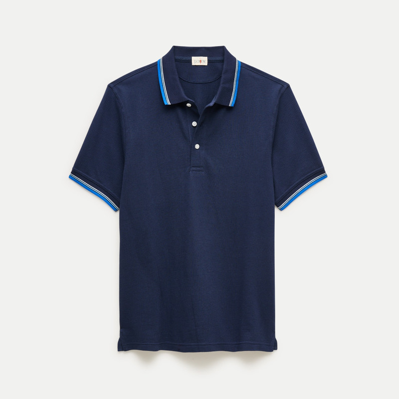 Tipped waffle-knit cotton polo shirt 1