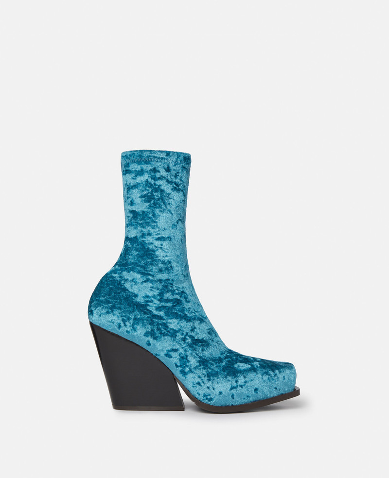 Crushed Velvet Cowboy Ankle Boots - 1