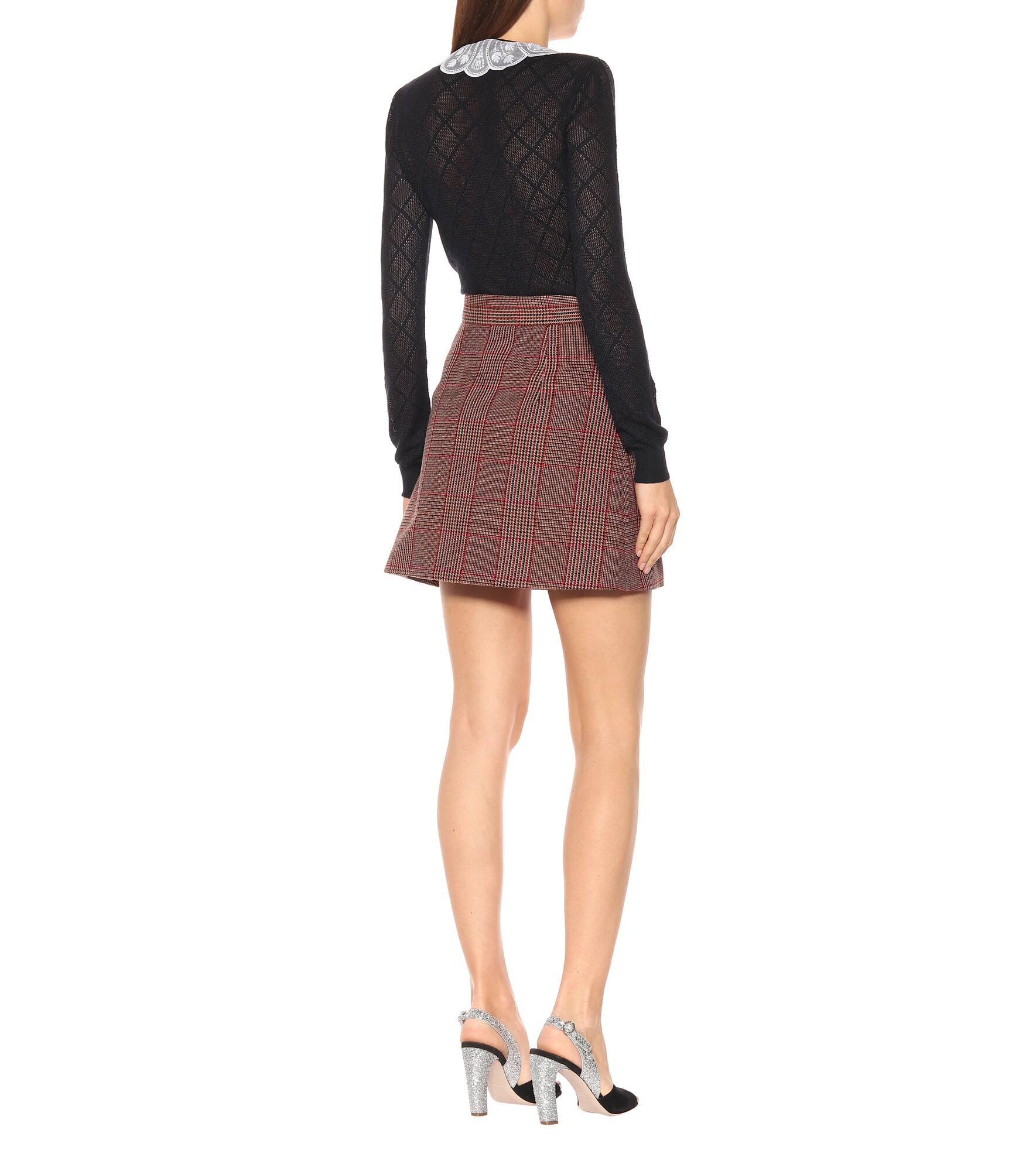 Checked wool-blend skirt - 3