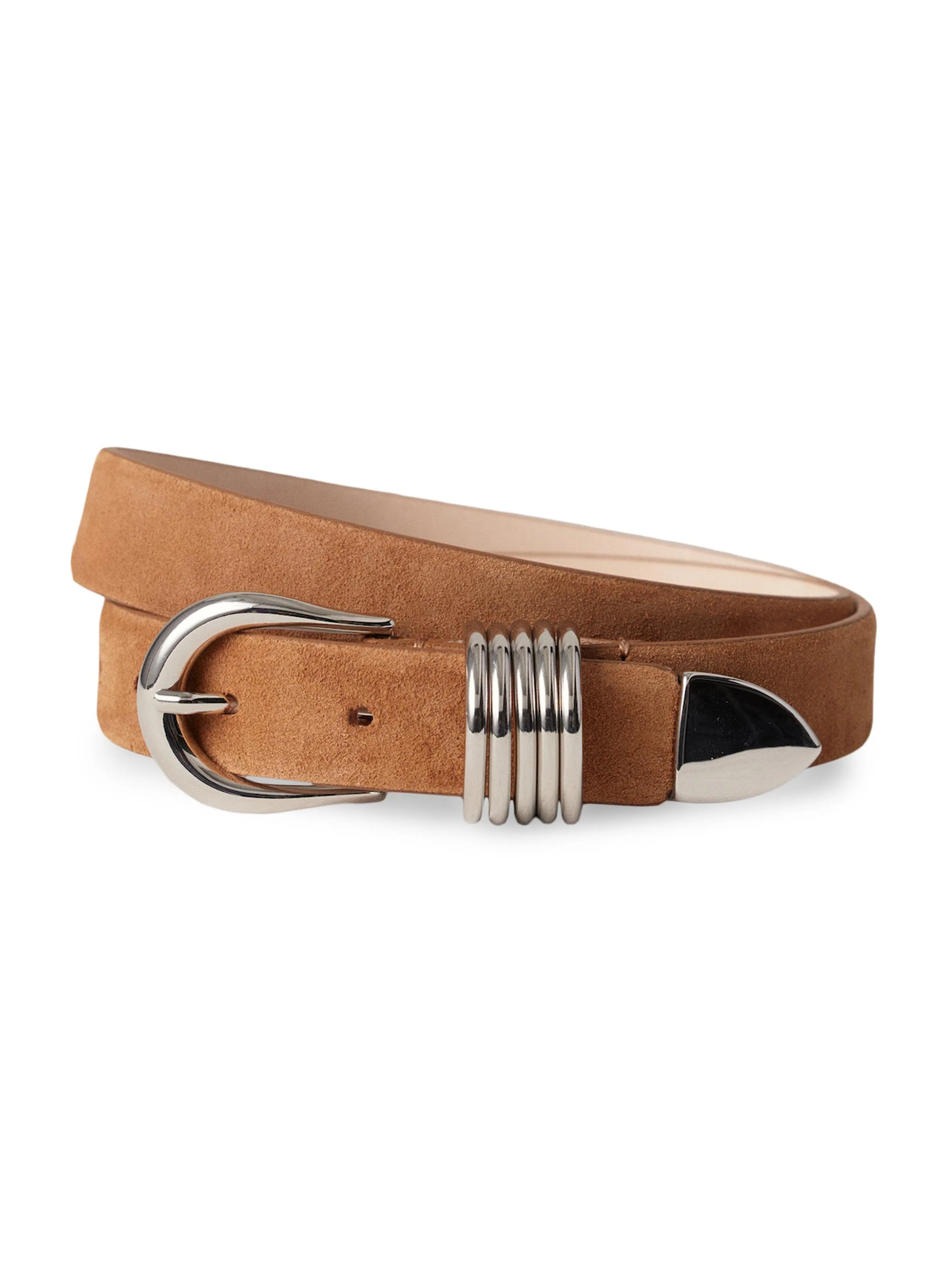 Women's Hollyhock Suede D-Ring Belt - Caramel Suede Silver - 1
