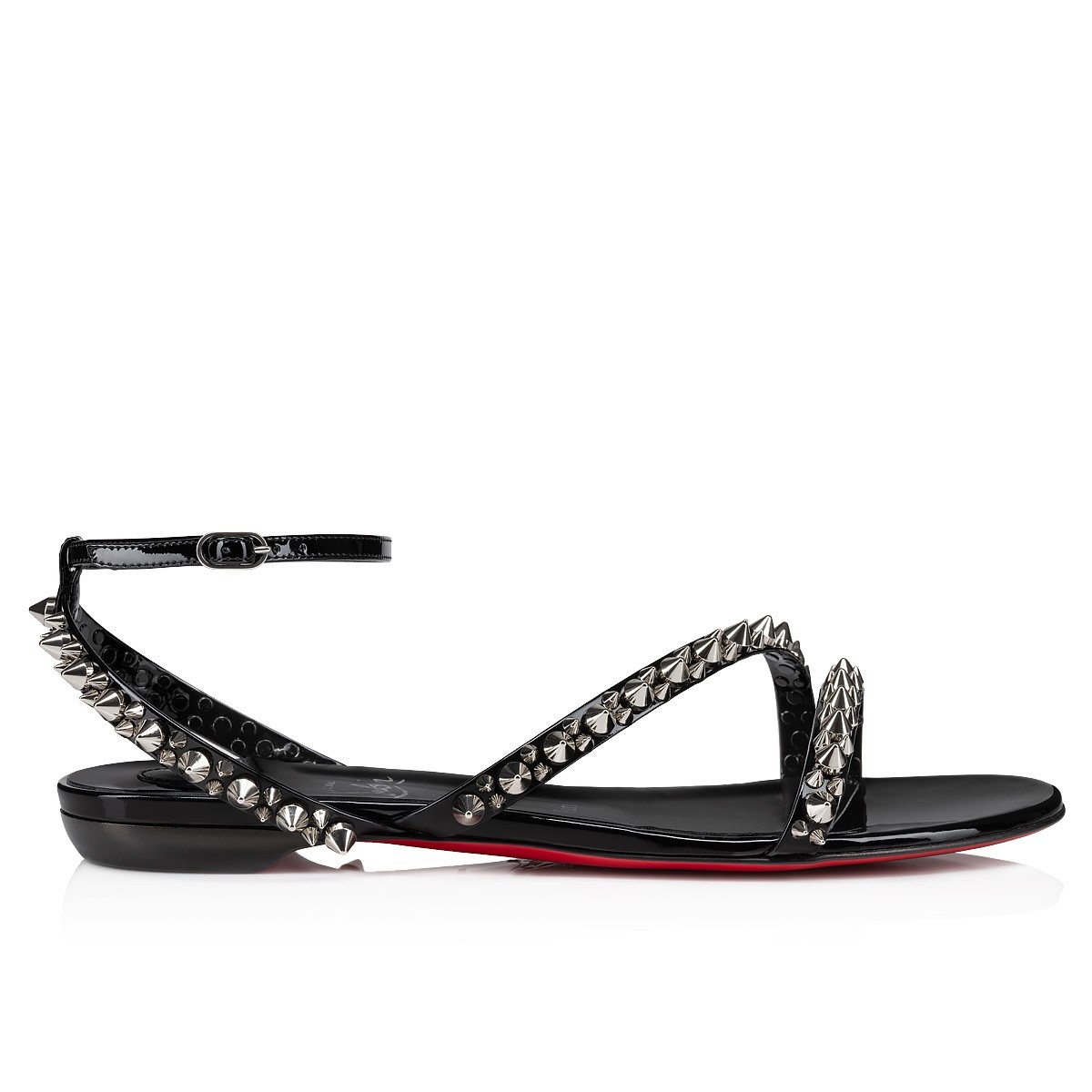 Miss Spike Club Embellished Leather Slides in Black - Christian