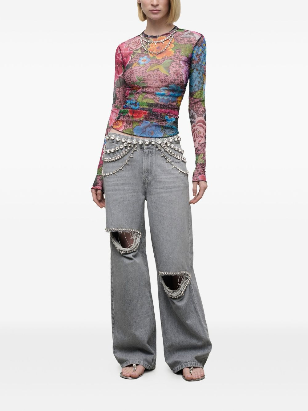 crystal-embellished jeans - 2