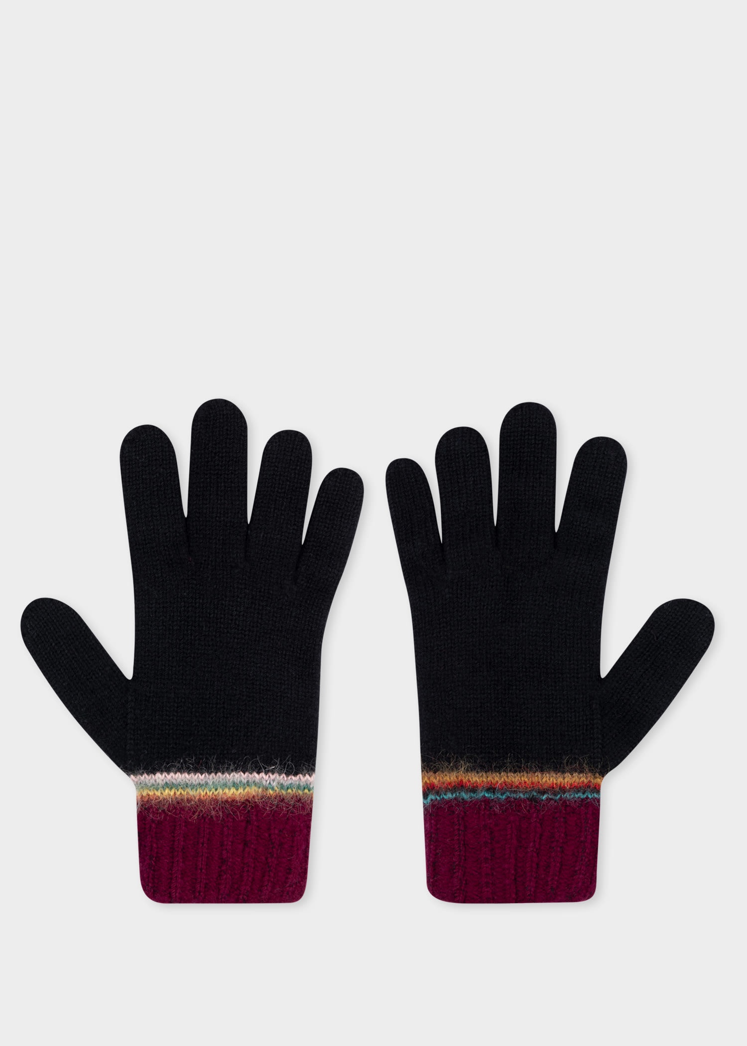 Stripe Cuff Lambswool Gloves - 2