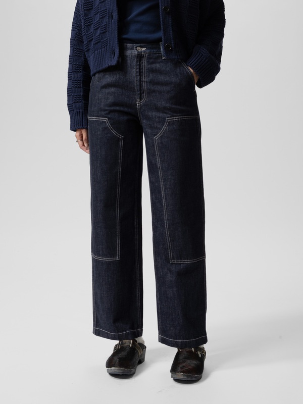 Wendy Double Knee Denim Pants Dark Blue - 2